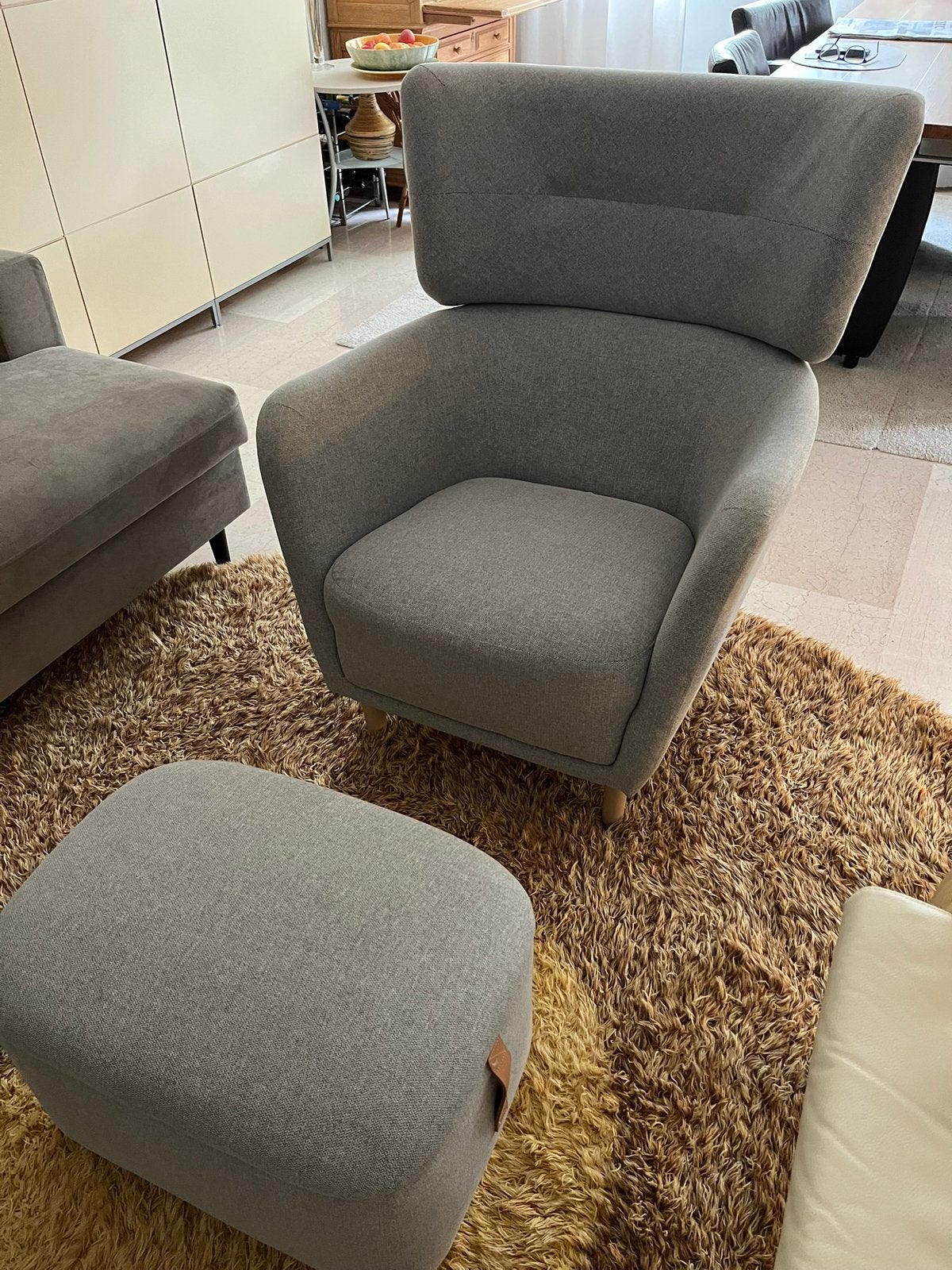 Ikea oorfauteuil met voetenbank, Ophalen, Zo goed als nieuw, 75 tot 100 cm