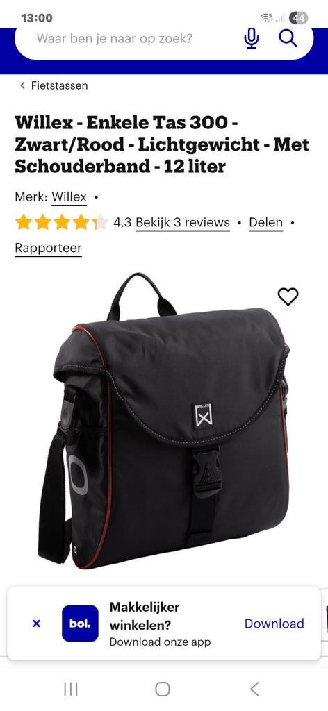Willex Enkele Fietstas 300 Zwart/Rood 12L, Ophalen of Verzenden, Gebruikt, Willex