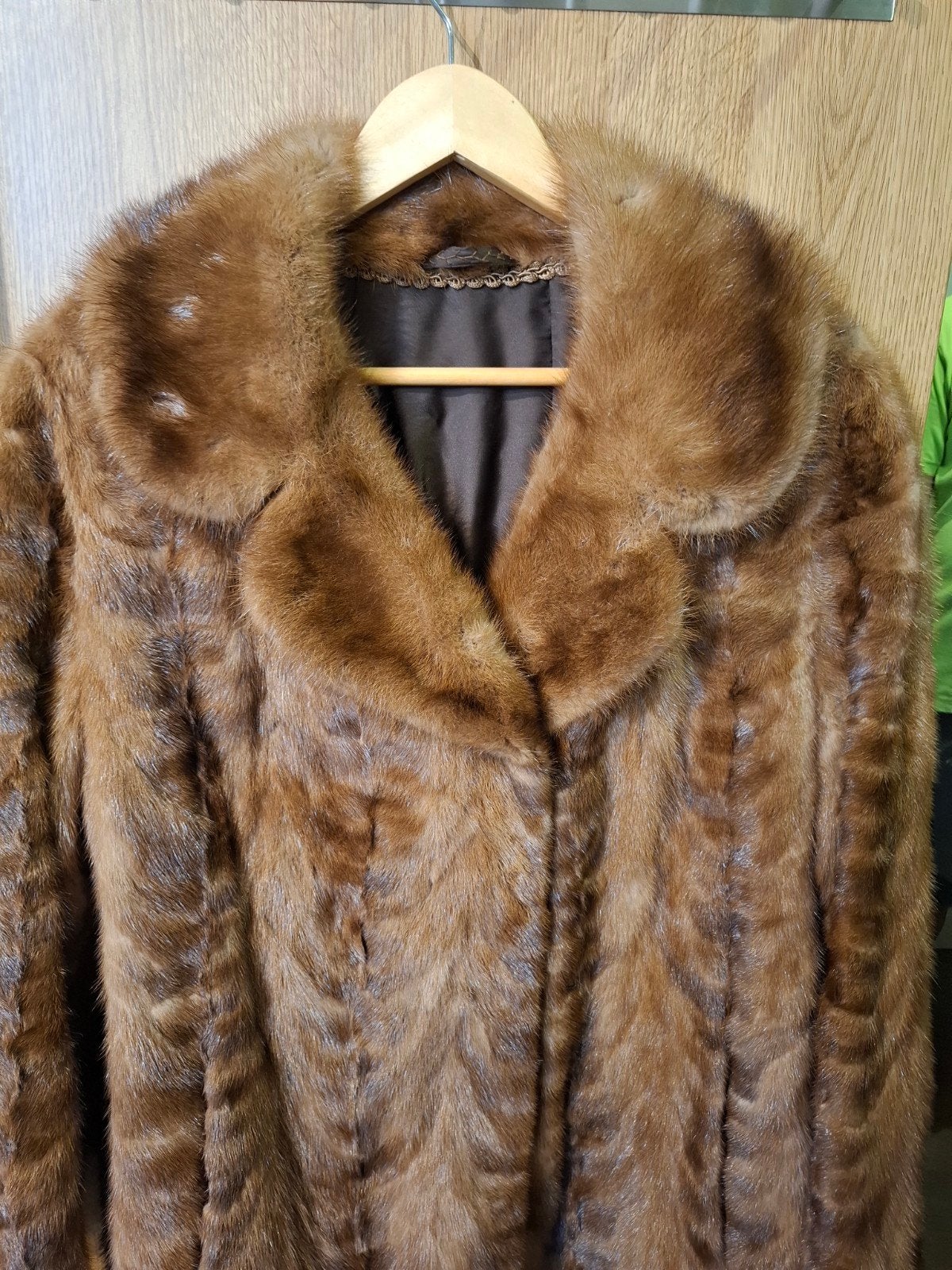 Prachtige vintage bontjas met muts - jaren '50/'60, Kleding | Dames, Ophalen of Verzenden, Zo goed als nieuw, Maat 42/44 (L), Bruin