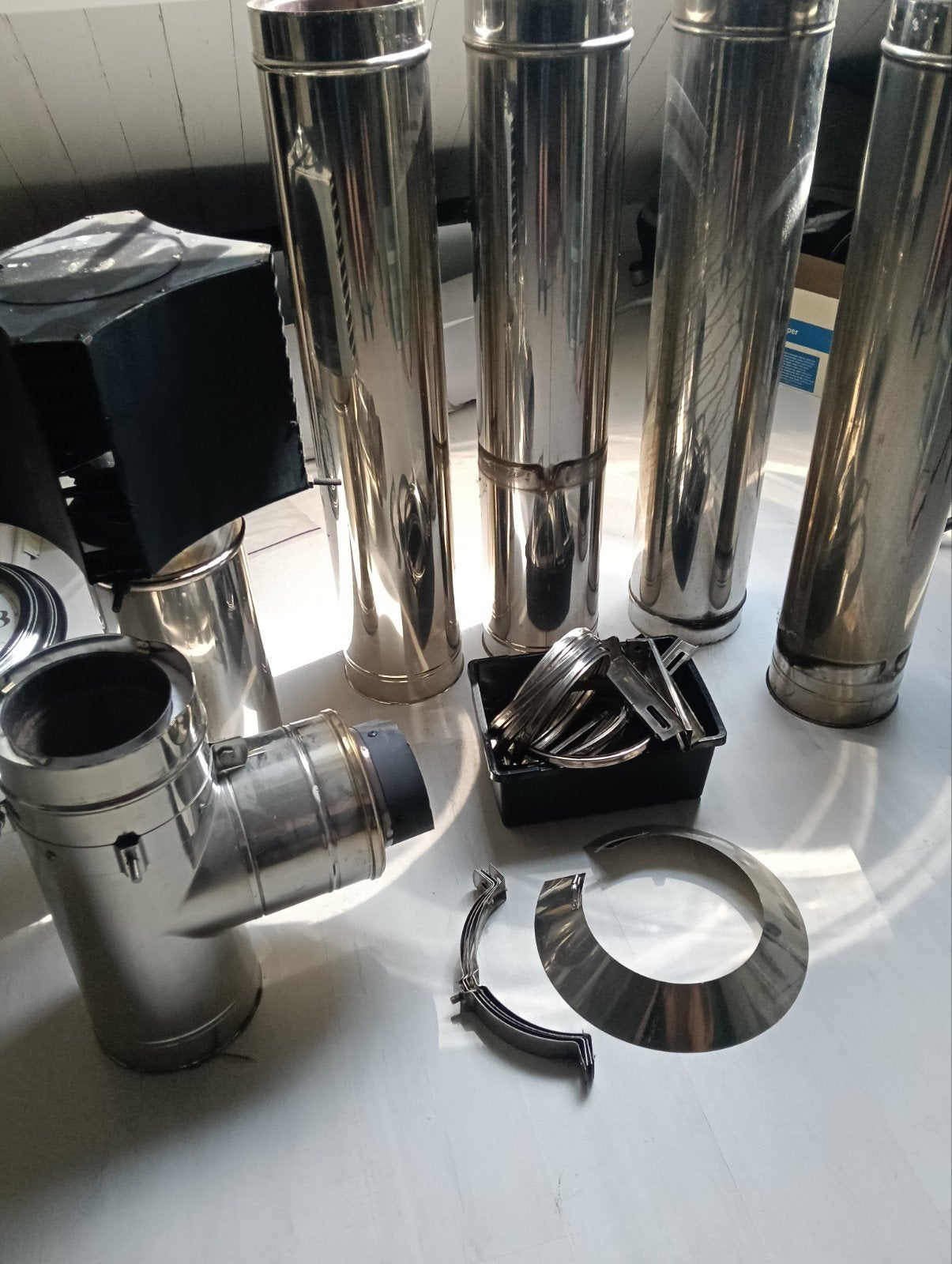 Kachelpijp met bevestigingsmateriaal, Ophalen, Rvs, Minder dan 2 meter, 80 mm of meer