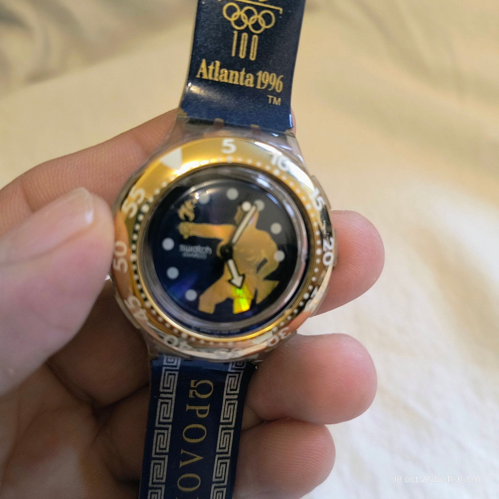 Swatch Polshorloge Atlanta 1996 Olympische Spelen no battery, Kunststof, Polshorloge, Ophalen of Verzenden, Zo goed als nieuw