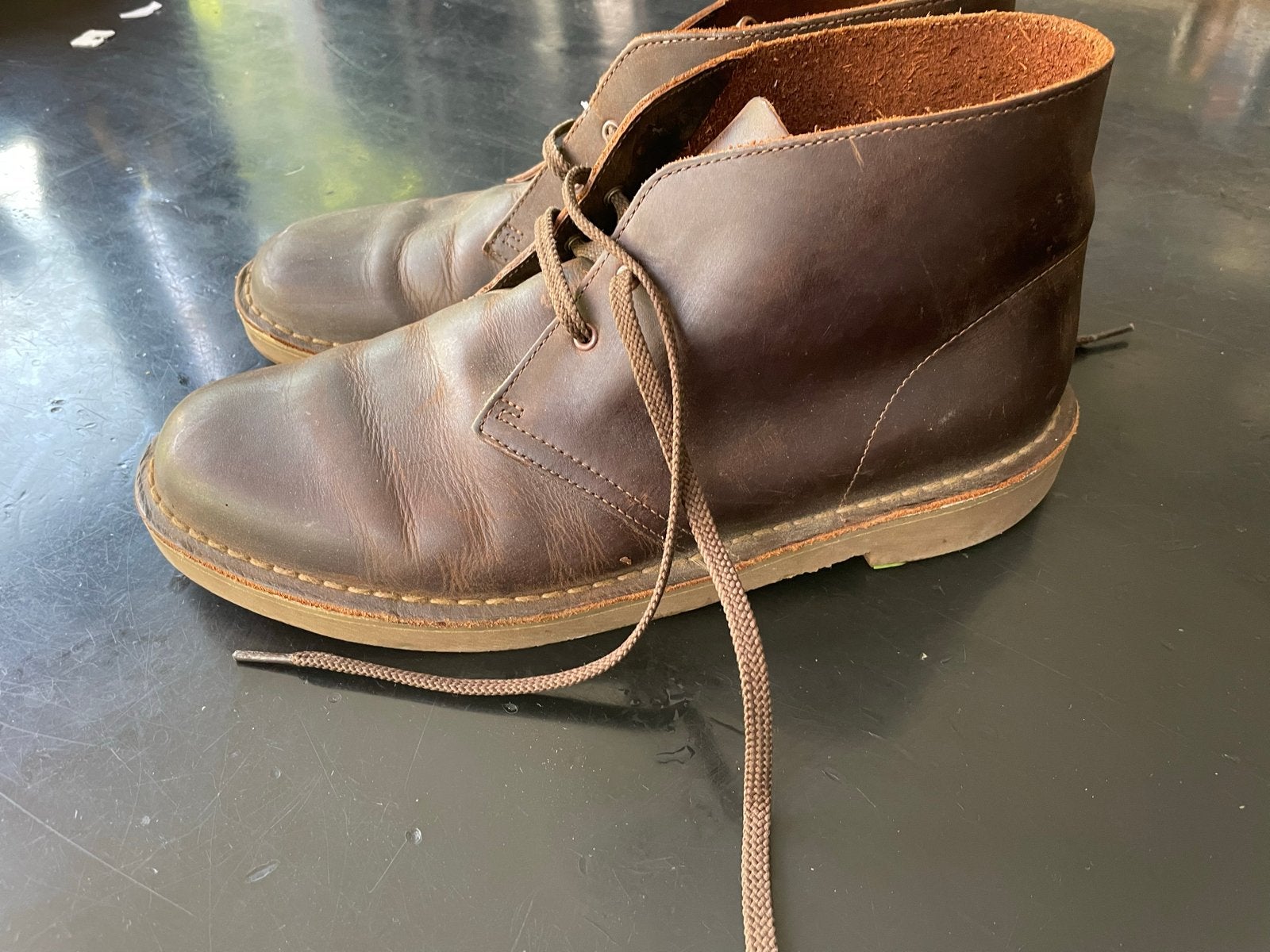 Clarks Desert Boots - Bruin Leer - Maat 44.5, Ophalen of Verzenden, Gedragen, Bruin, Boots