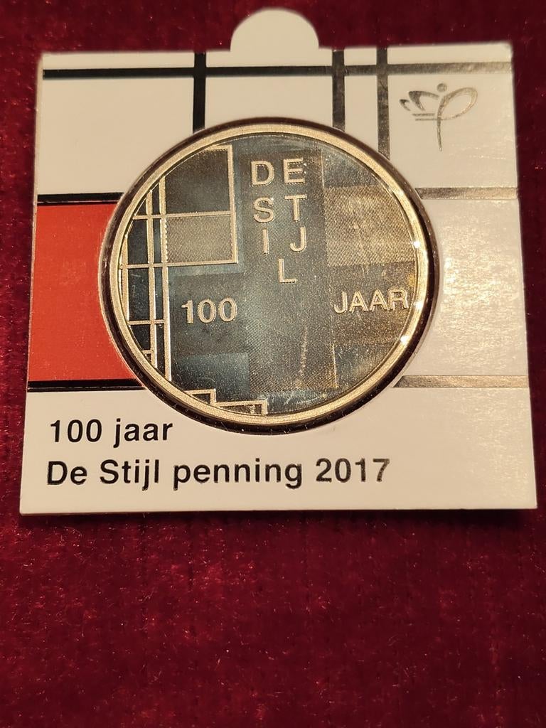 Knm 100 jaar De Stijl penning 2017, Ophalen of Verzenden, Overige materialen, Nederland