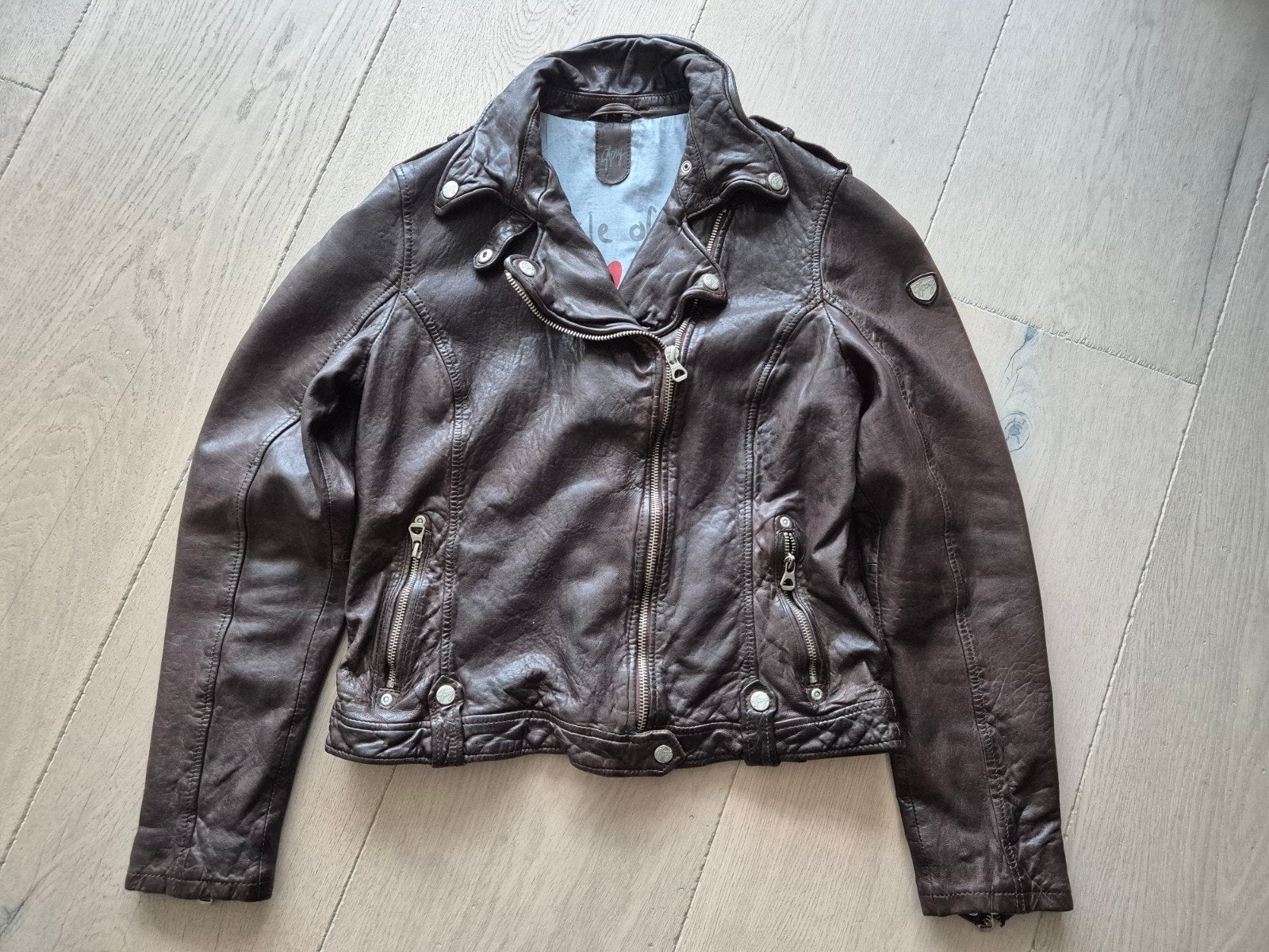 Stoer bruin leren jack van Gipsy, maat L(40), Gipsy, Bruin, Maat 42/44 (L), Ophalen of Verzenden
