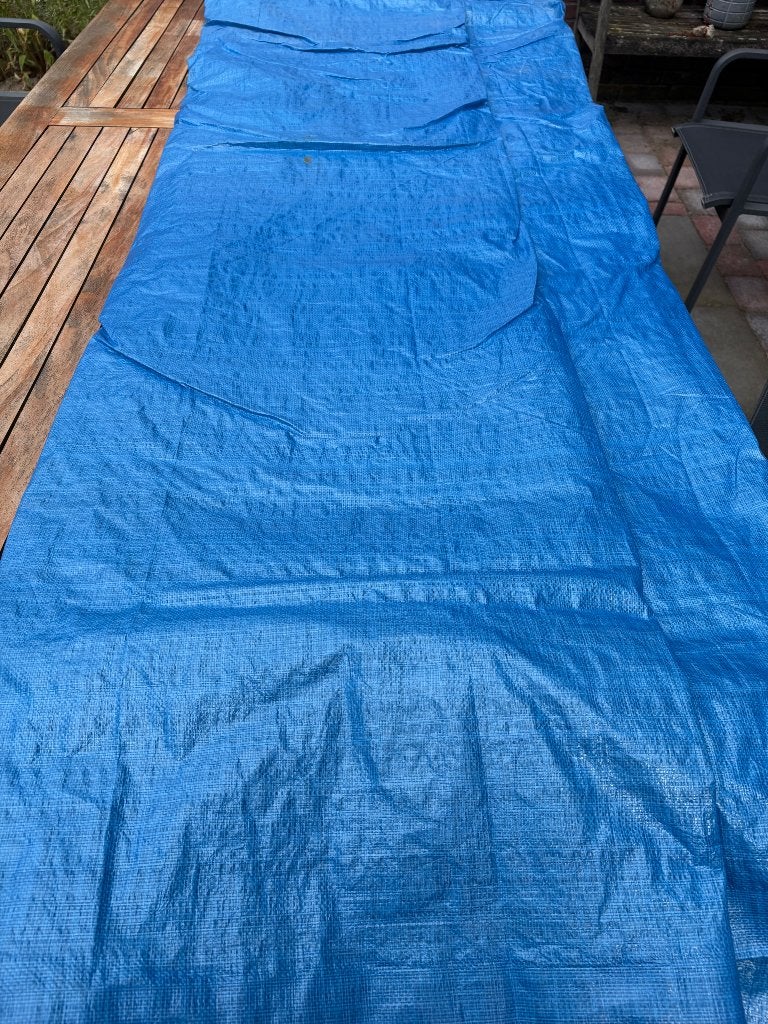 Blauw dekzeil, Ophalen, Gebruikt, 15 m² of meer, Zeil