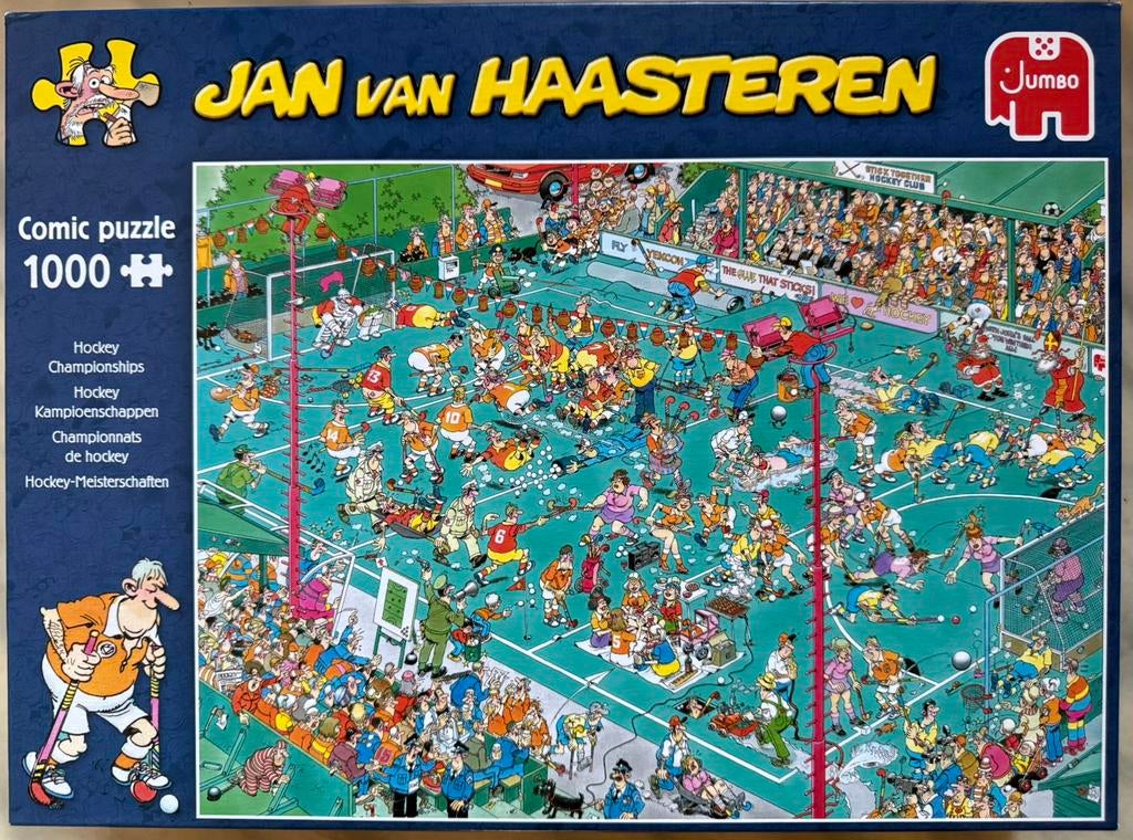 Jan van Haasteren puzzel 1000 stk “Hockey Kampioenschappen”, Hobby en Vrije tijd, Denksport en Puzzels, Ophalen of Verzenden, 500 t/m 1500 stukjes