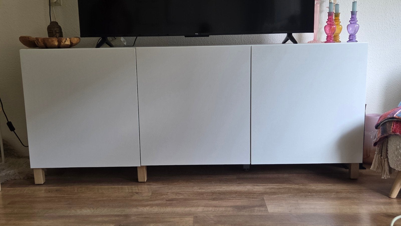 Witte TV-kast / Dressoir met 3 deuren, Huis en Inrichting, Ophalen, Gebruikt, 150 tot 200 cm, Minder dan 100 cm