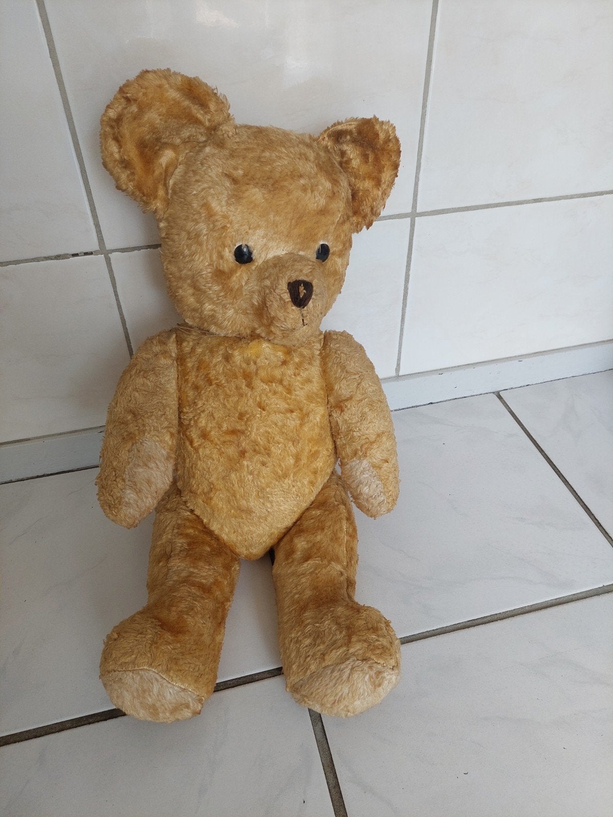 antieke teddybeer  70 cm hoog, gevuld met stro, Ophalen of Verzenden
