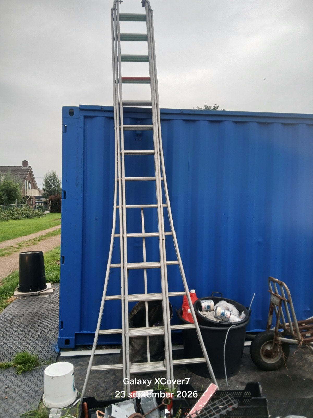 14 sport driedelige aluminium ladder, Doe-het-zelf en Verbouw, Gebruikt, Ophalen of Verzenden, Ladder, Opvouwbaar of Inschuifbaar