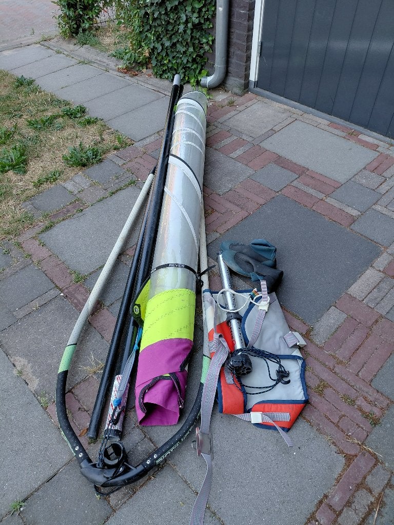 Windsurf zeil 6.7 mast en giek, Watersport en Boten, Windsurfen, Ophalen, Gebruikt, 6.5 m² tot 8 m², Met mast