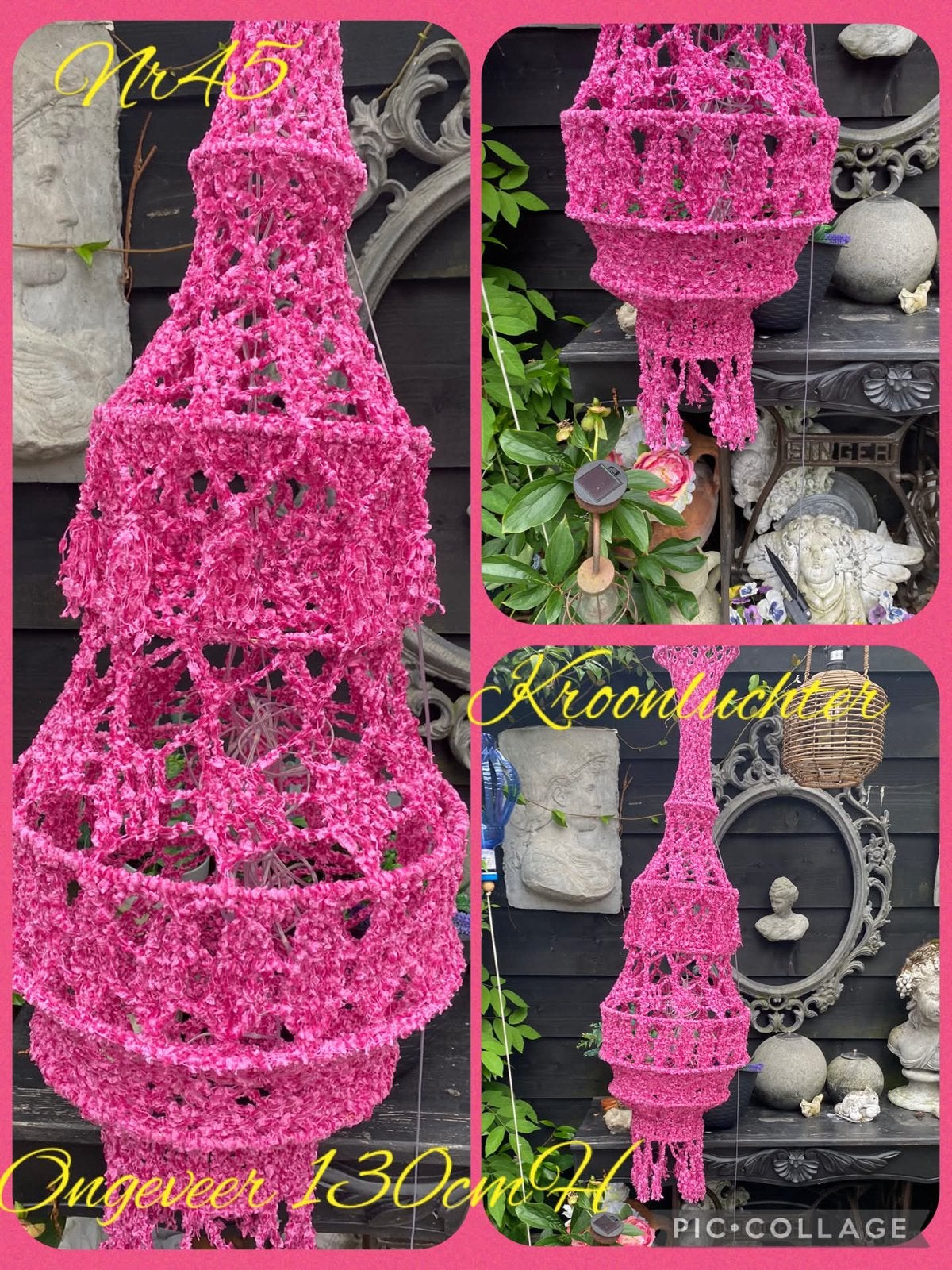 Handgemaakte  Kroonluchter met Solar Verlichting ibiza lamp, Ophalen, Nieuw, Textiel, Overige fittingen