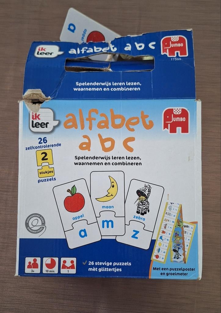 Jumbo Ik Leer Alfabet ABC Puzzel + Stevig Kartonnen Boek, Ophalen, Gebruikt, Taal en Lezen
