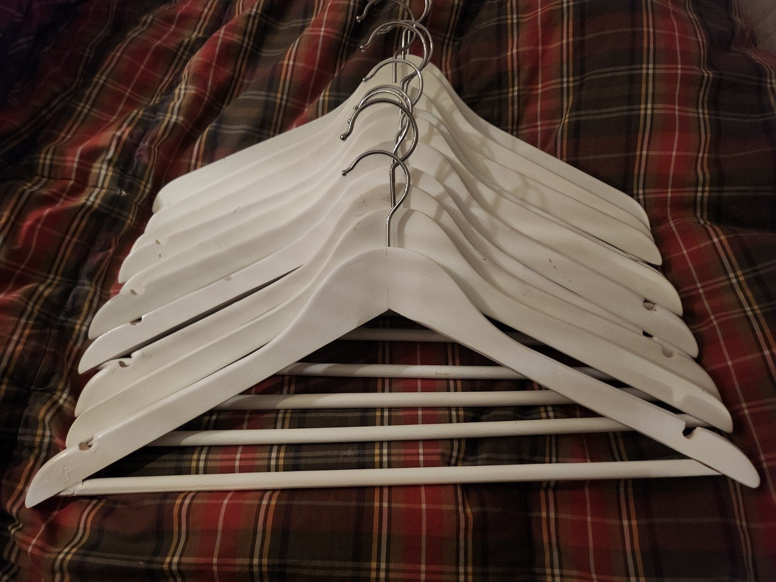 10 Witte Houten Kledinghangers, Kleding | Dames, Kledinghangers, Ophalen of Verzenden, Zo goed als nieuw, Hout