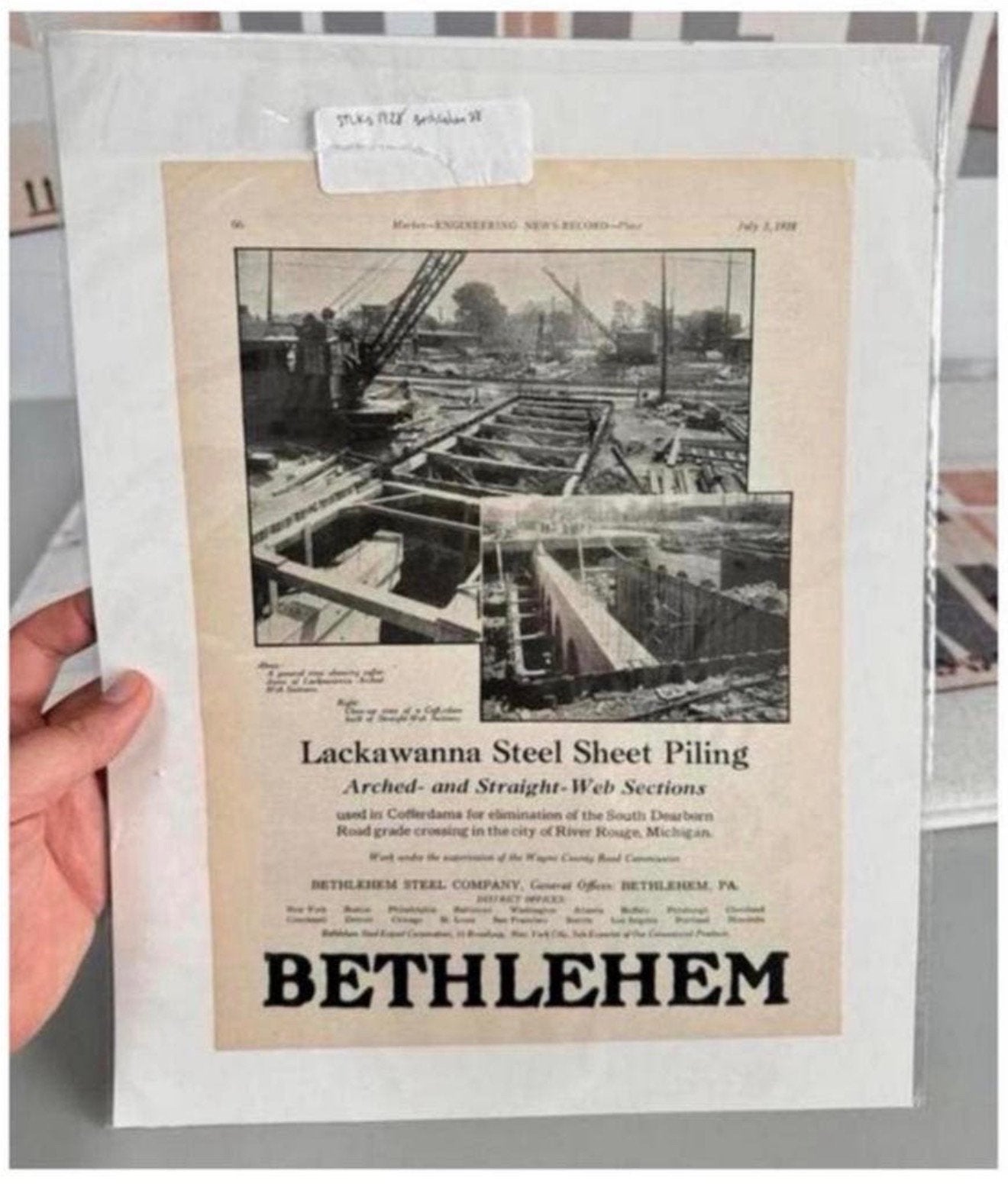 Originele Advertentie Bethlehem Steel 1928 - Lackawanna brug, Ophalen of Verzenden, Buitenland, Tijdschrift