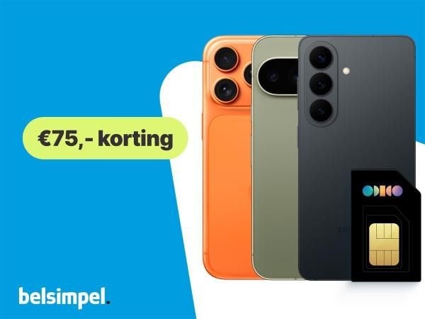 Belsimpel telefoon + Odido abonnement € 75 kortingsvoucher, Drie personen of meer, Kortingsbon