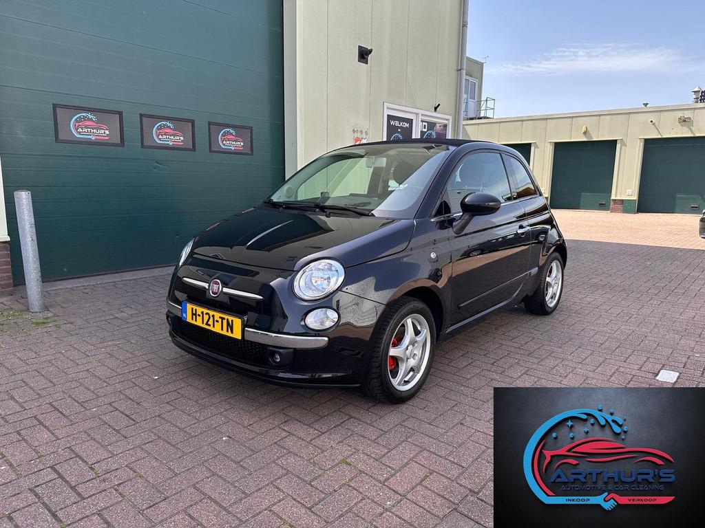 Fiat 500 1.2 Lounge Cabrio – NAP – Zeer nette auto – C, Auto's, Fiat, Gebruikt, 4 cilinders, Zwart, Leder