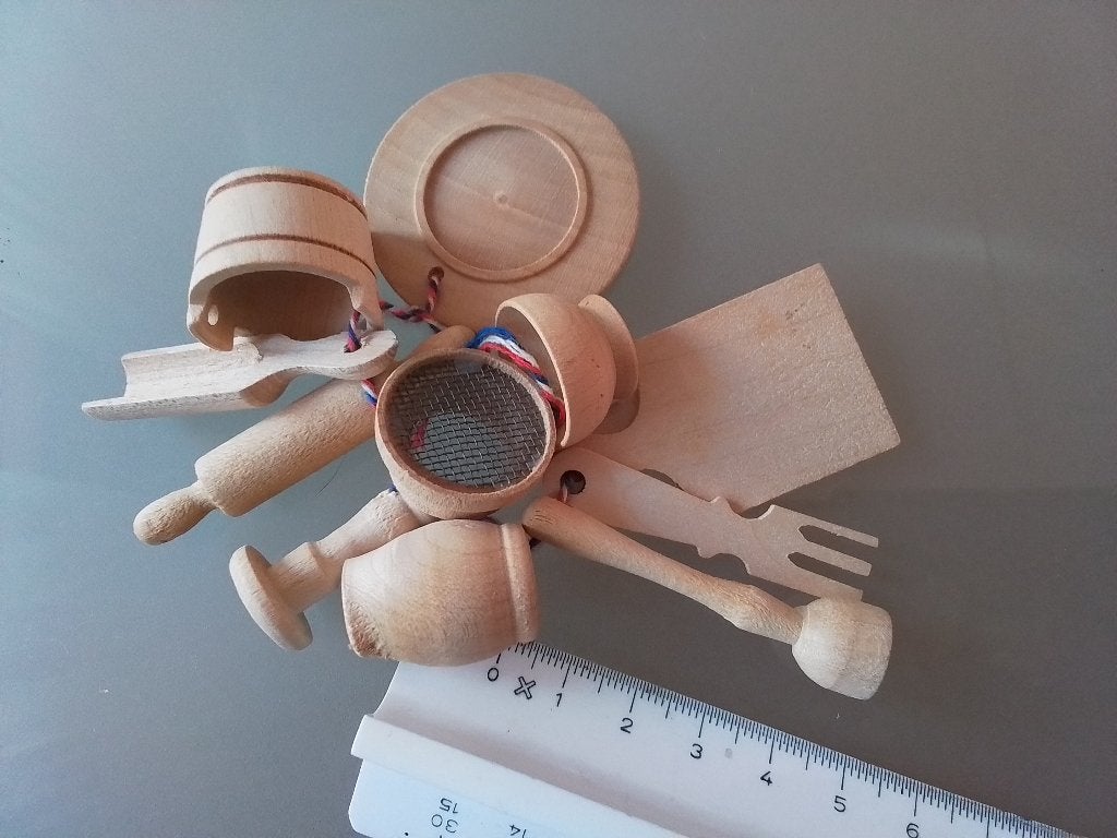 Miniatuur houten keukengerei voor poppenhuis, Ophalen of Verzenden, Gebruikt, Gebruiksvoorwerp