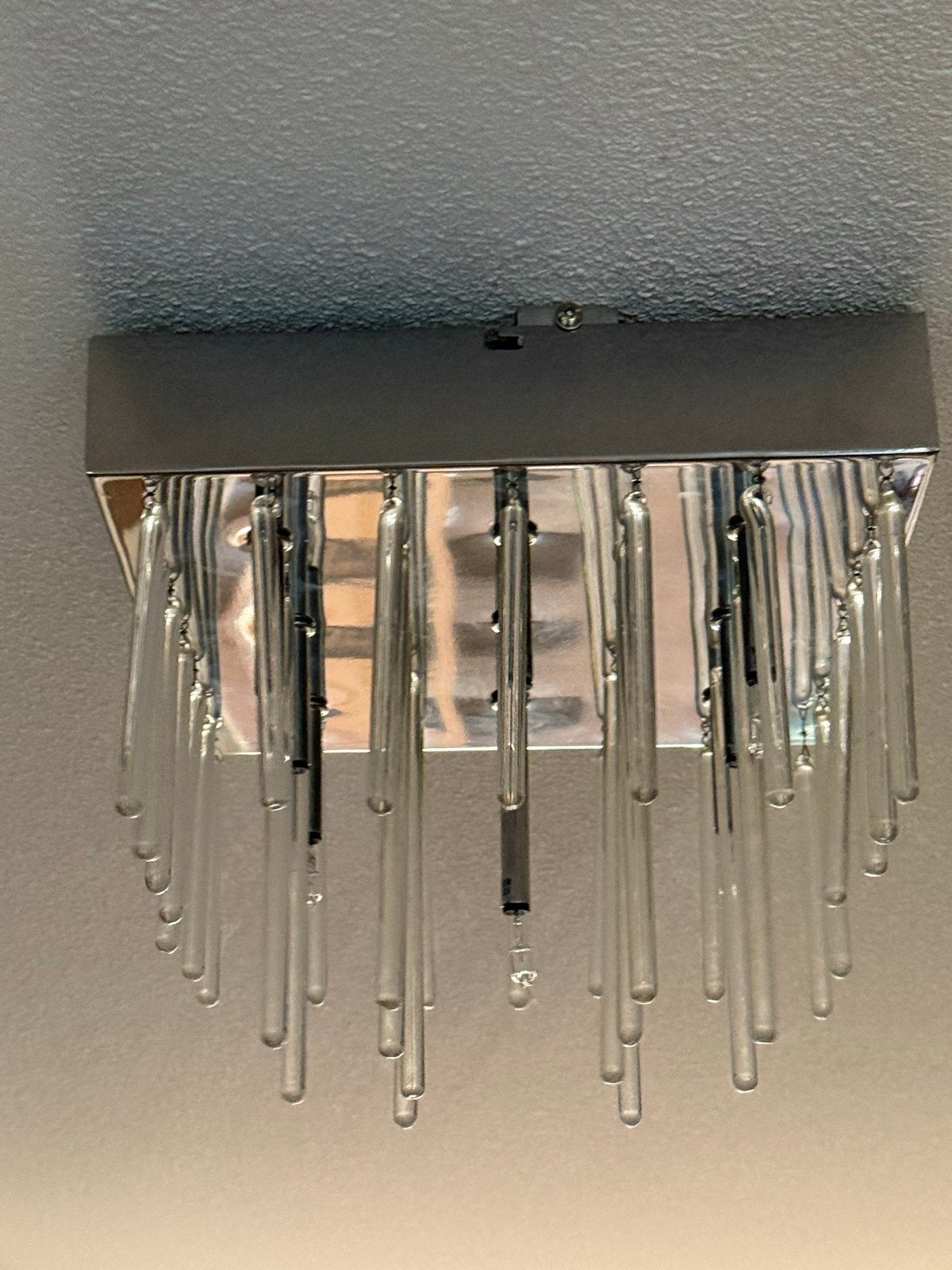 Moderne Plafondlamp met Glazen Druppels, Ophalen, Zilver, Modern, Plafondlamp