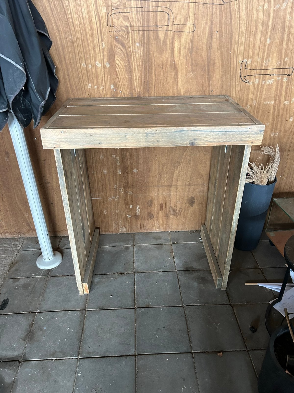 Houten bijzettafel of plantentafel, Tuin en Terras, Ophalen, Gebruikt, Rechthoekig, Hout