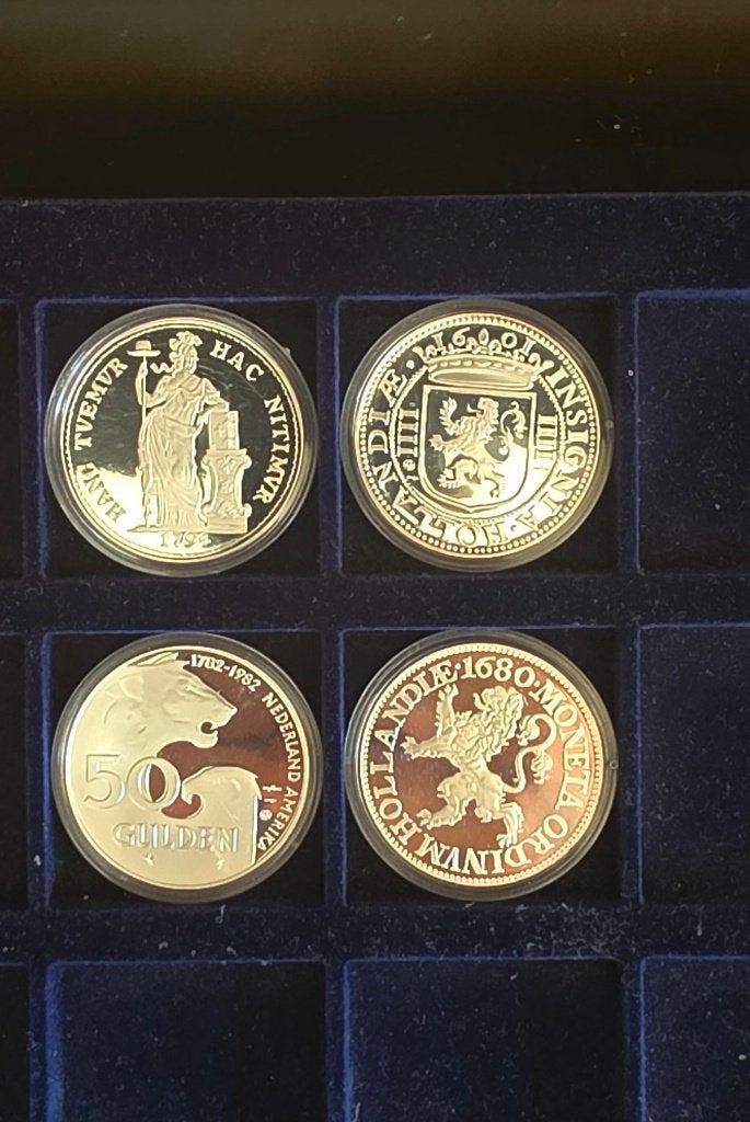 V.O.C COINS REPLICA 4 X ONE OUNCE SILVER PROOF 925 + Ag MERK, Vóór koninkrijk, Setje, Zilver, Overige waardes