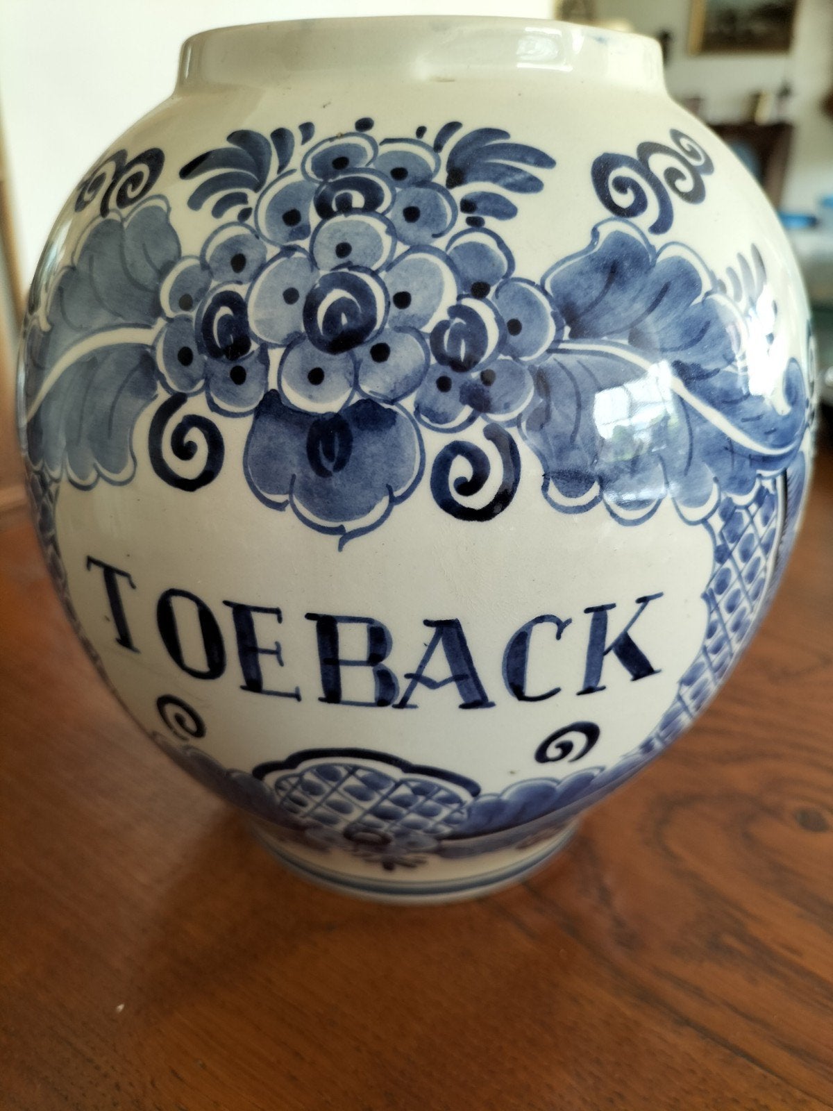 Antieke Delft Blauw 'Toeback' pot met deksel, Antiek en Kunst, Ophalen
