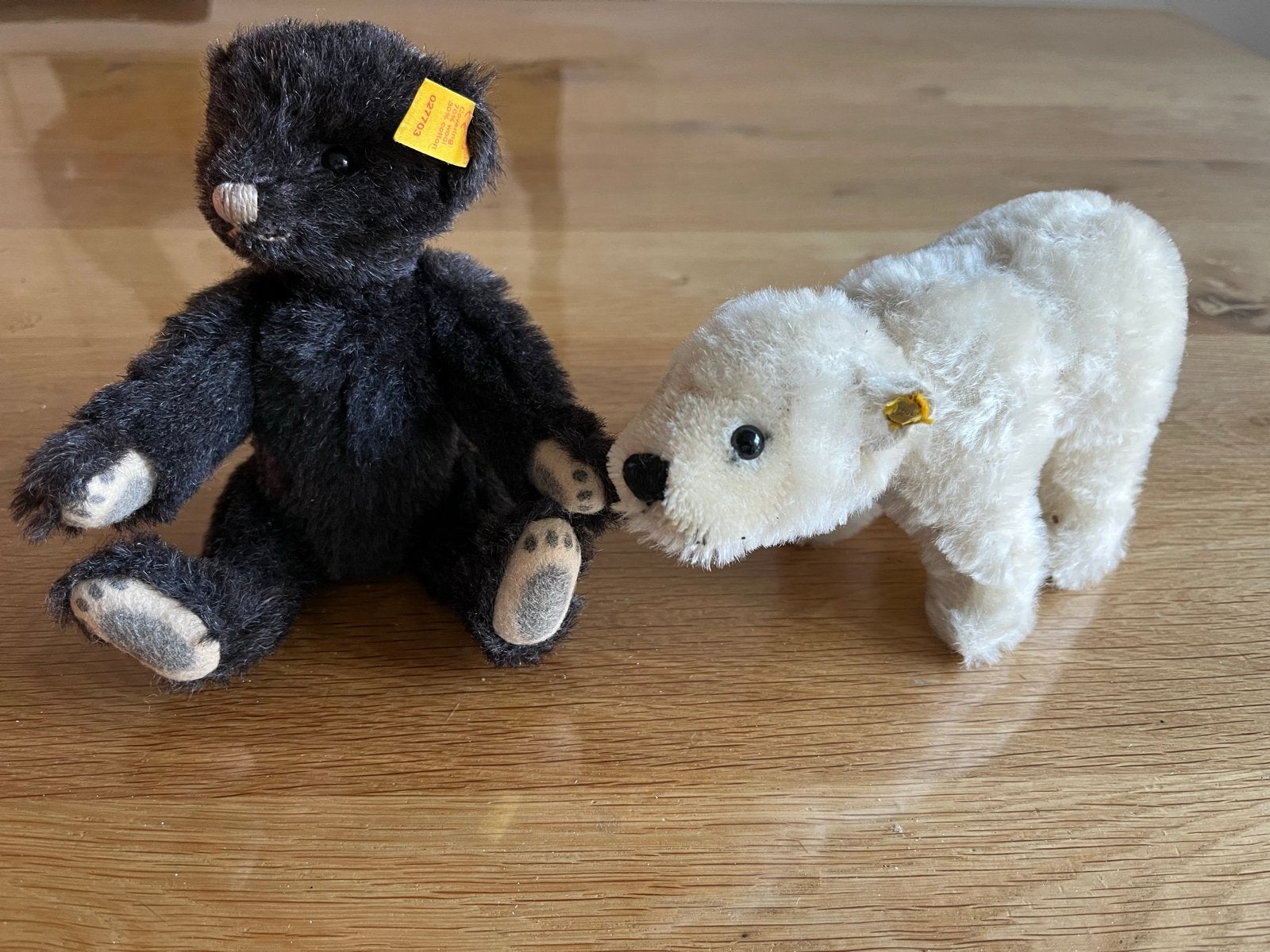 Steiff zwarte beer en ijsbeer 18cm - Nieuwstaat, Overige merken, Beer, Nieuw, Zwart