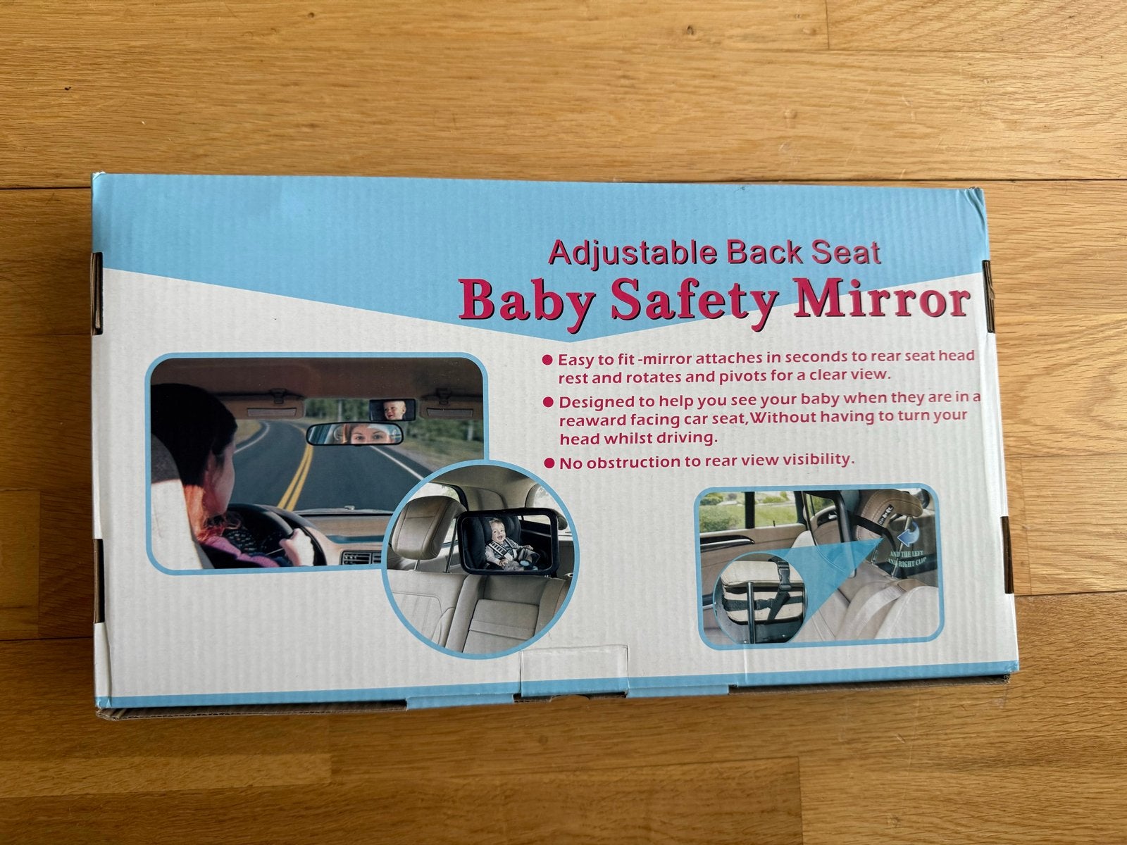 12x Baby Safety Mirror met blauw slabbetje - Gloednieuw, Autogordel, Nieuw, 0 t/m 13 kg, Ophalen