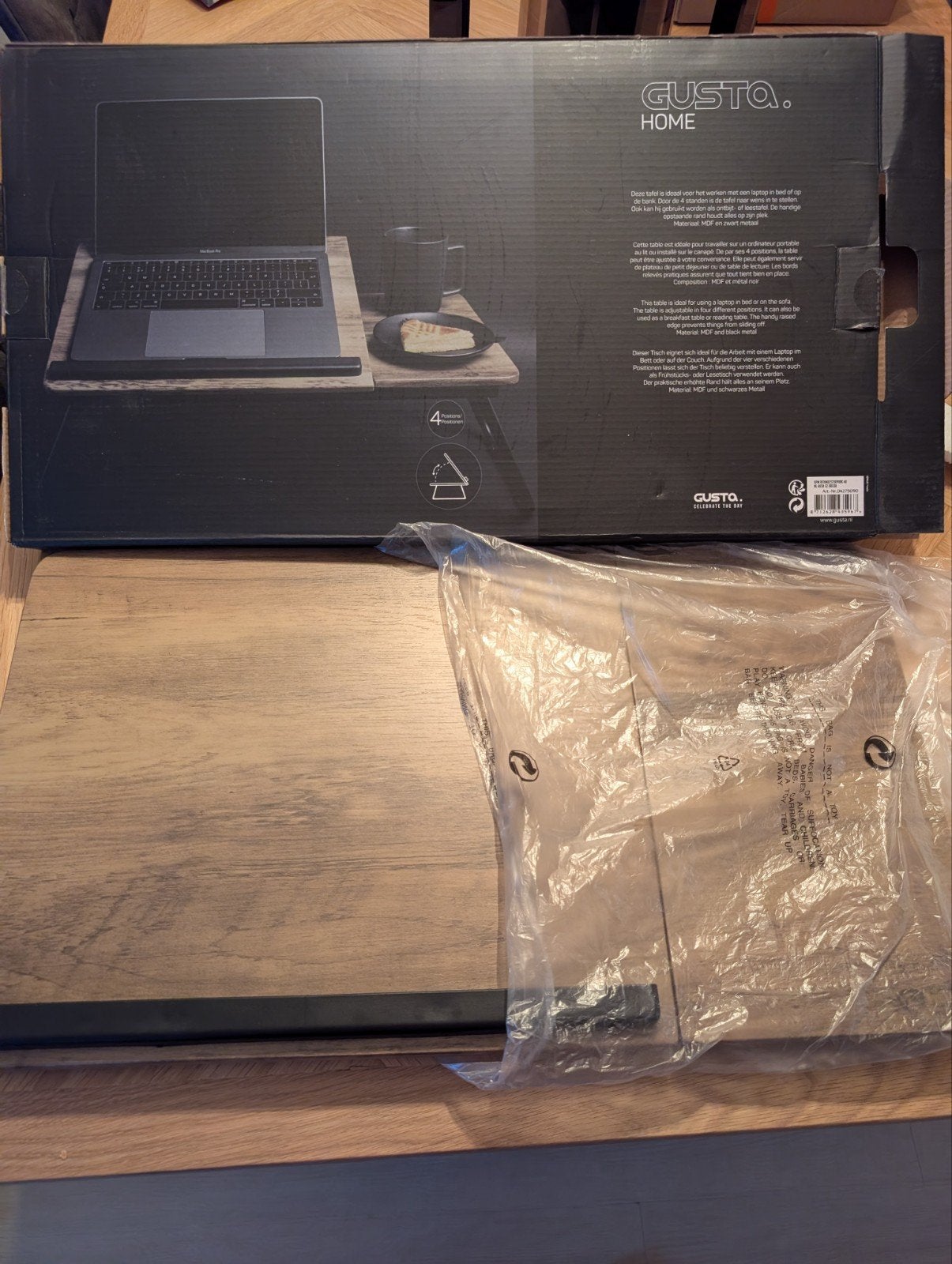 Gusta Home Laptoptafel / Bedtafel - Nieuw in doos, Minder dan 45 cm, Nieuw, Rechthoekig, 55 tot 75 cm