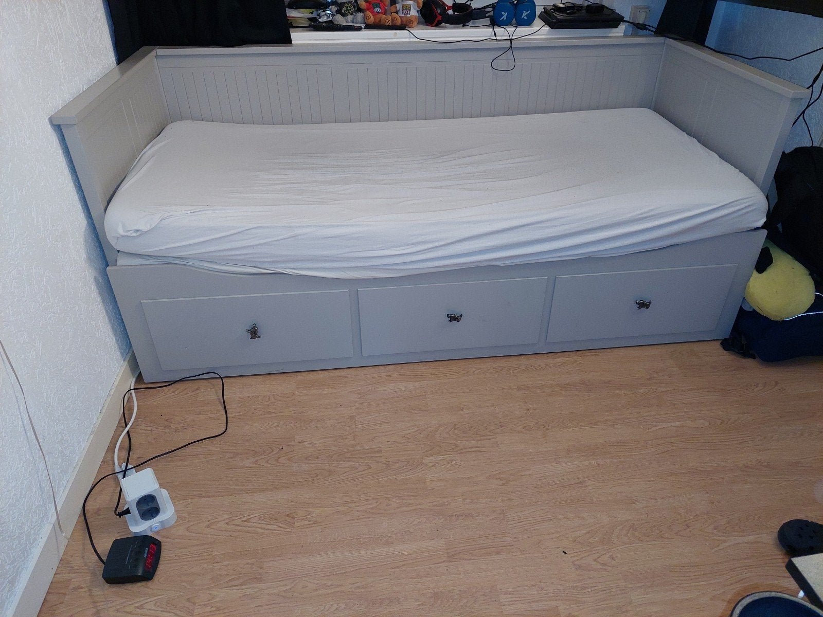 IKEA Hemnes Bedbank met 3 lades - Grijs, Ophalen, Gebruikt, Eenpersoons, 80 cm