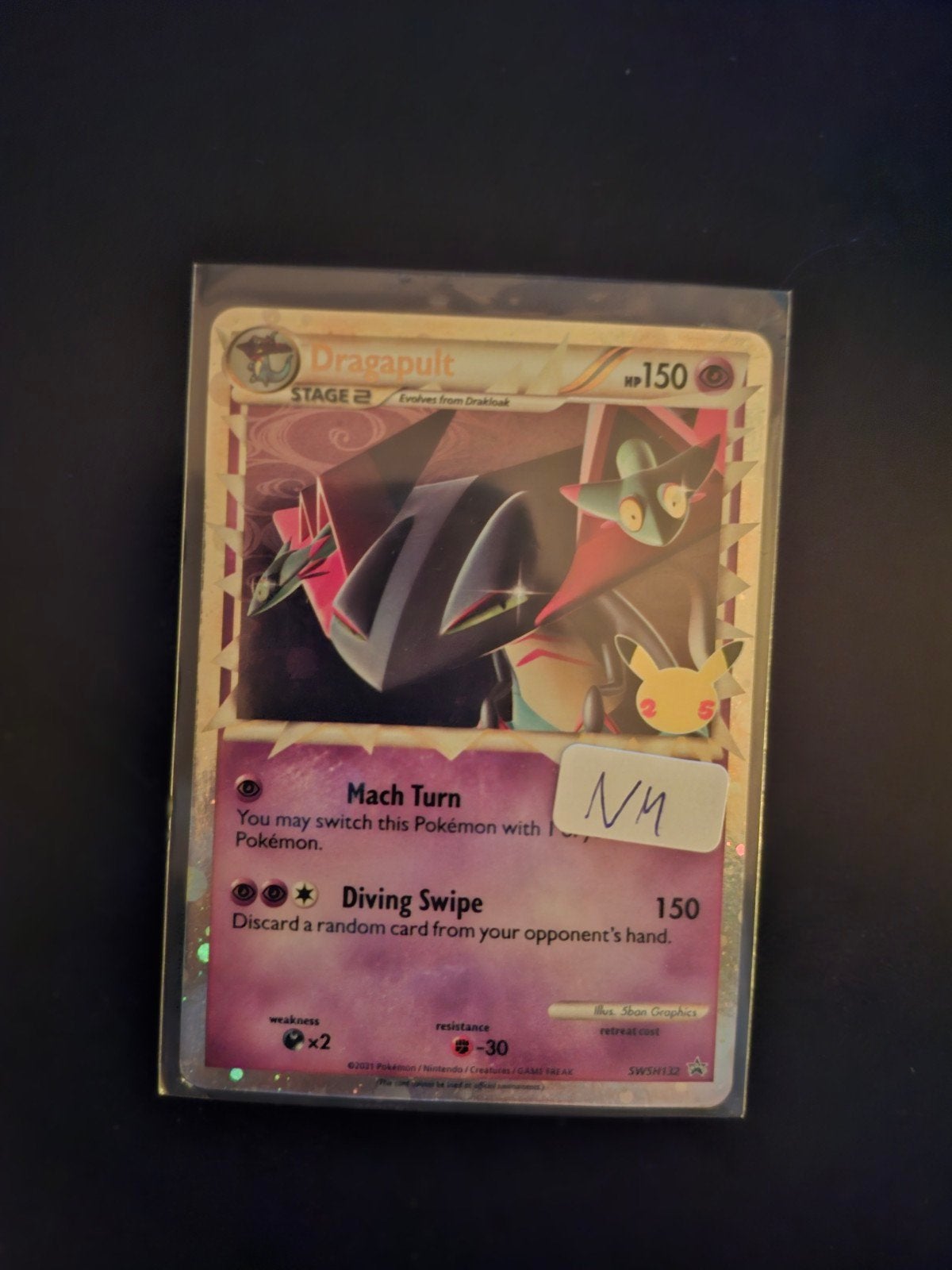 Dragapult Pokémon kaart SWSH132 Celebrations NM, Ophalen of Verzenden, Zo goed als nieuw, Losse kaart
