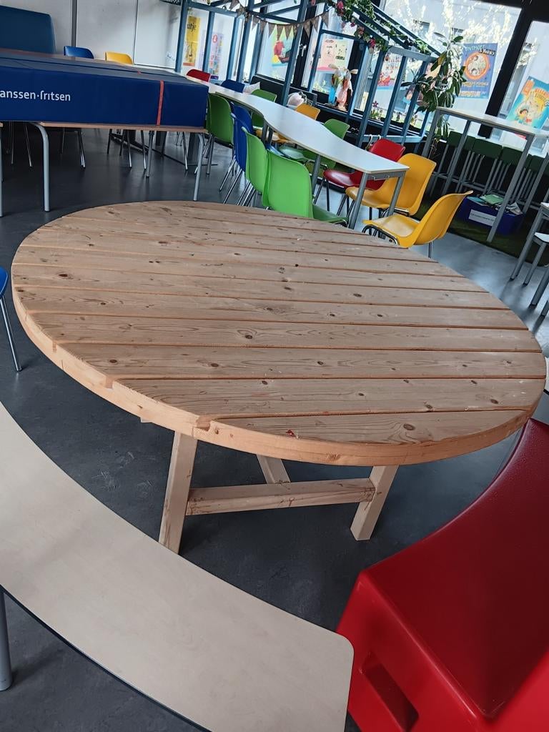 Grote ronde tuintafel, Ophalen, Gebruikt, Rond, Hout
