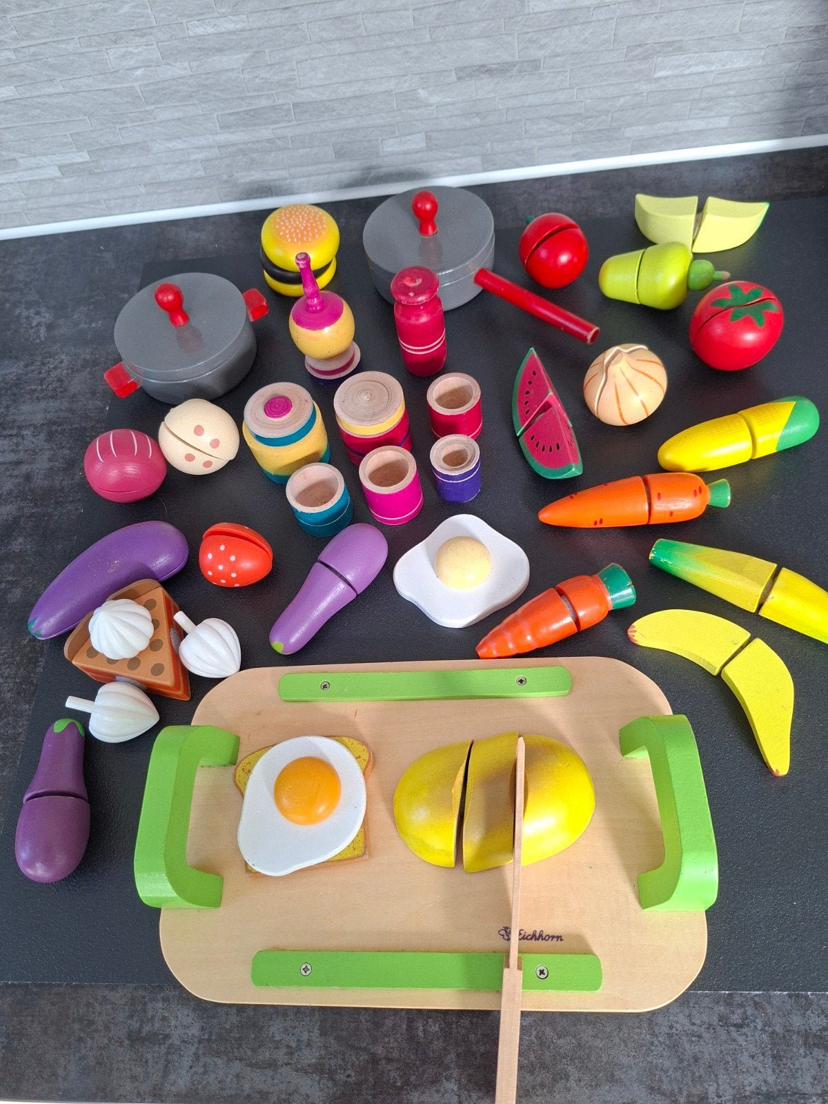 Houten kinderkeuken accessoires oa.pannetjes-snijfruit-plank, Kinderen en Baby's, Ophalen of Verzenden, Gebruikt, Jongen of Meisje