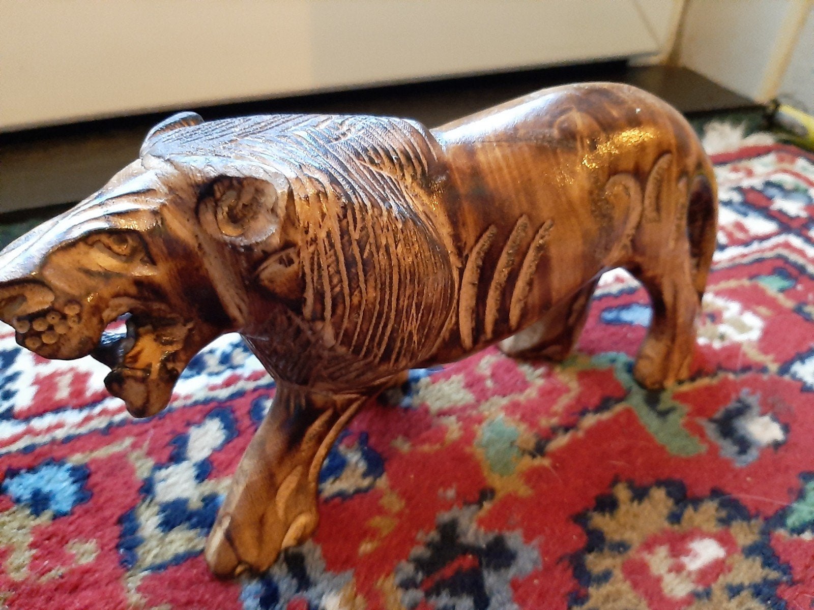 Antiek handgesneden houten leeuw - Etnische kunst, Ophalen of Verzenden