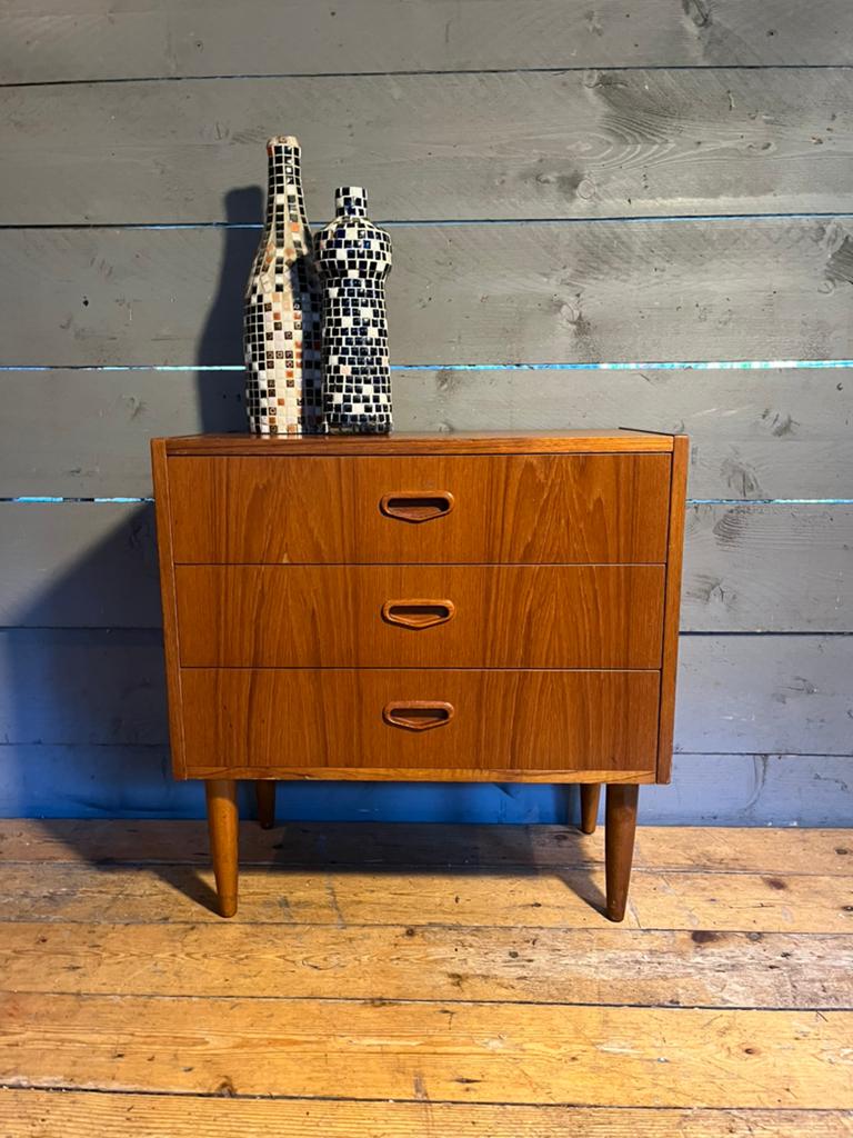 Vintage Deens design ladekast, Ophalen, 50 tot 100 cm, Zo goed als nieuw, 3 of 4 laden