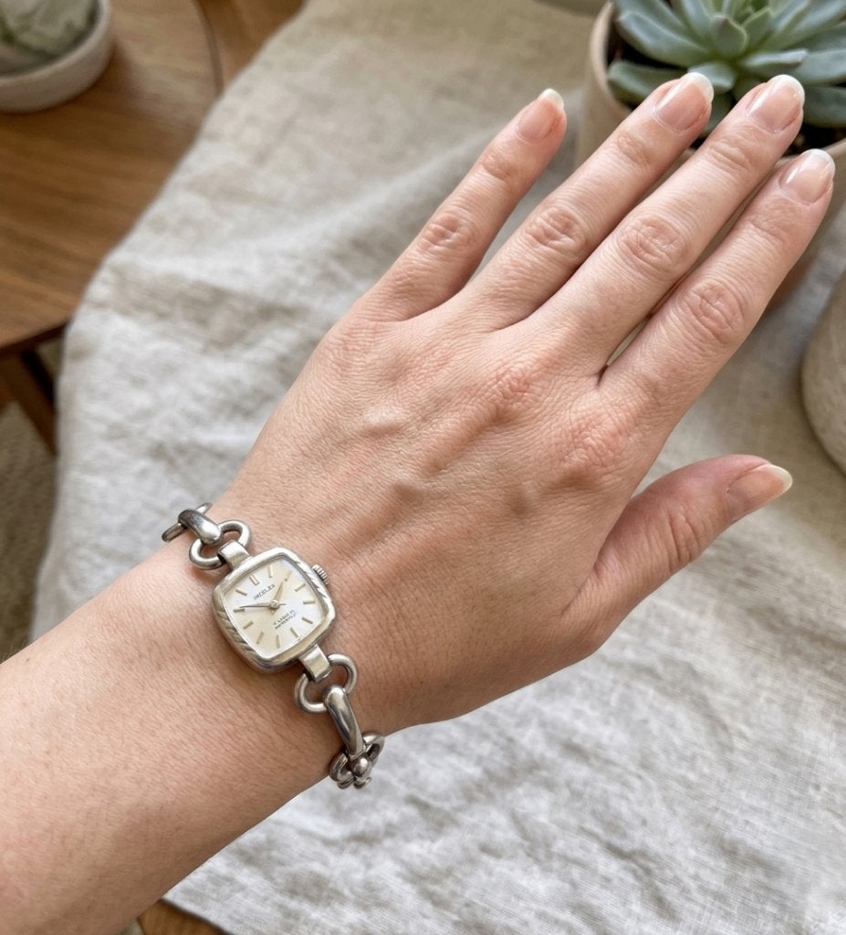 Vintage Cordella Dameshorloge 17 jewels /zilver schakelband, Sieraden, Tassen en Uiterlijk, Overige merken, Gebruikt, Polshorloge