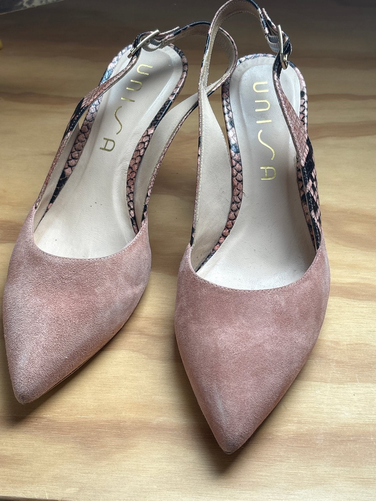 Unisa Kristen Oud Roze Sue Snake Slingback Pumps Maat 41, Ophalen of Verzenden, Gedragen, Roze, Pumps