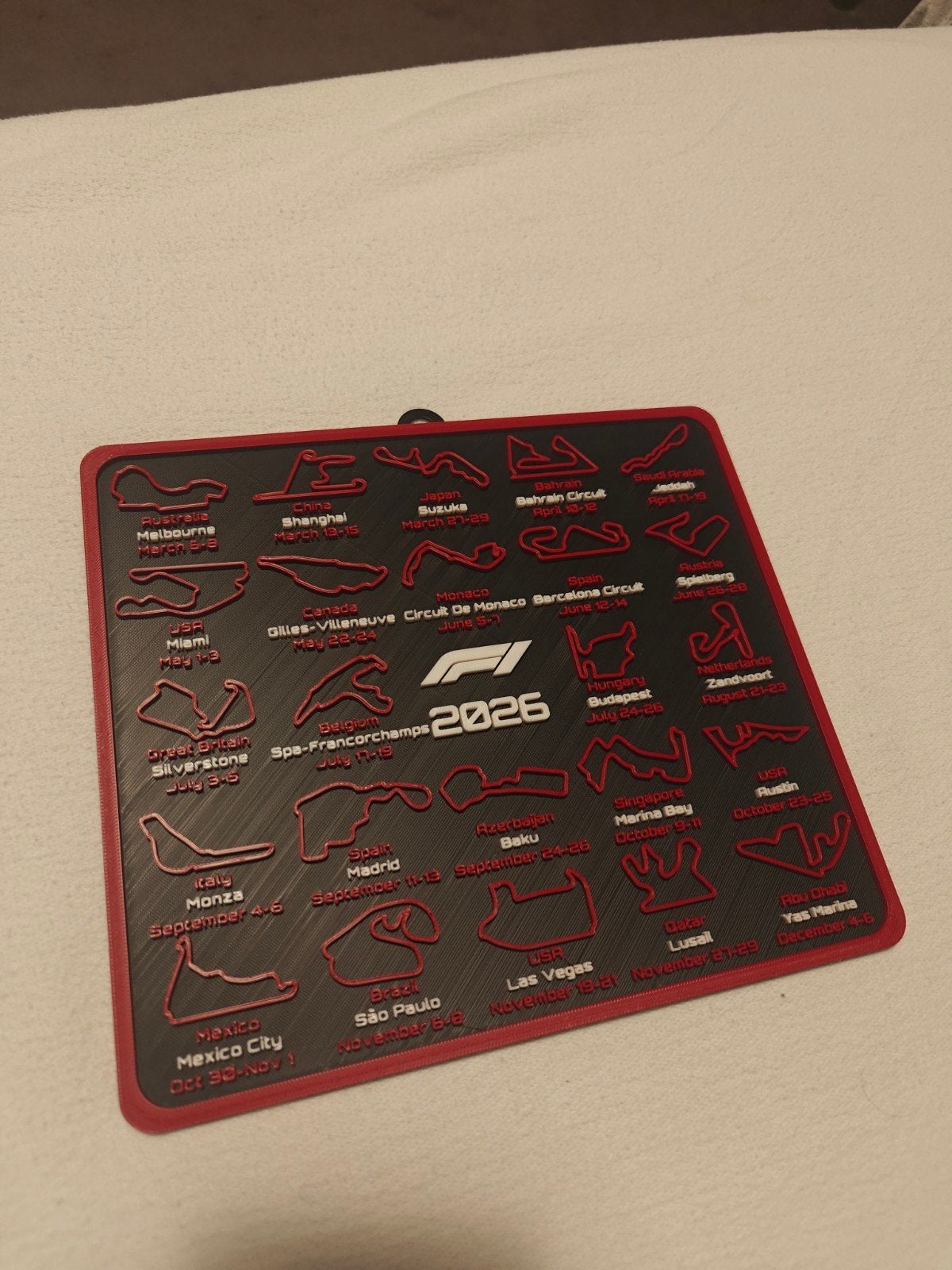 F1 kalender 2026 (3D-geprint), Ophalen, Formule 1