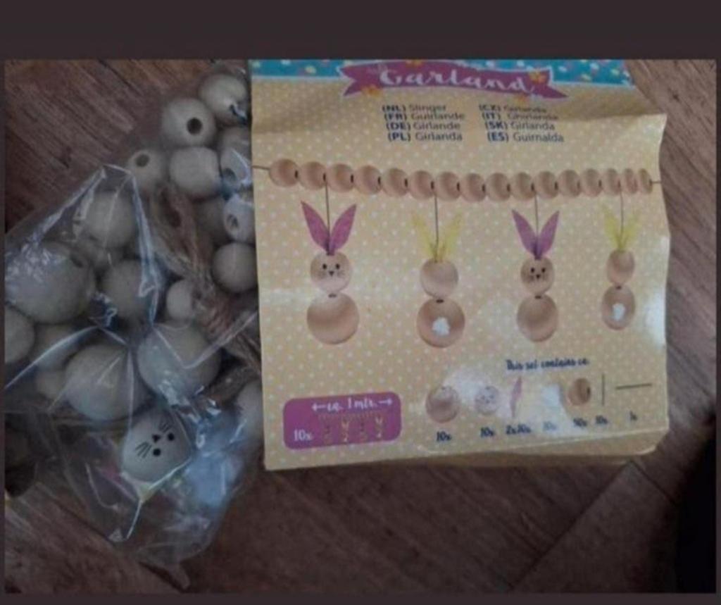 DIY Paaskrans Knutselset - Houten Kralen Konijntjes, Ophalen of Verzenden