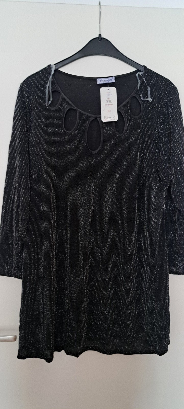 magna nieuw 52/54 zwart zilver tuniek gave hals, Kleding | Dames, Zwart, Maat 46/48 (XL) of groter, Nieuw, Ophalen of Verzenden