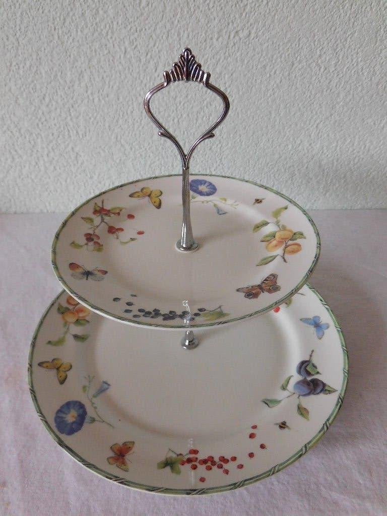 Janneke Brinkman Fruit & Flowers etagère, 2-laags, hg 22 cm,, Huis en Inrichting, Overige typen, Ophalen of Verzenden, Zo goed als nieuw