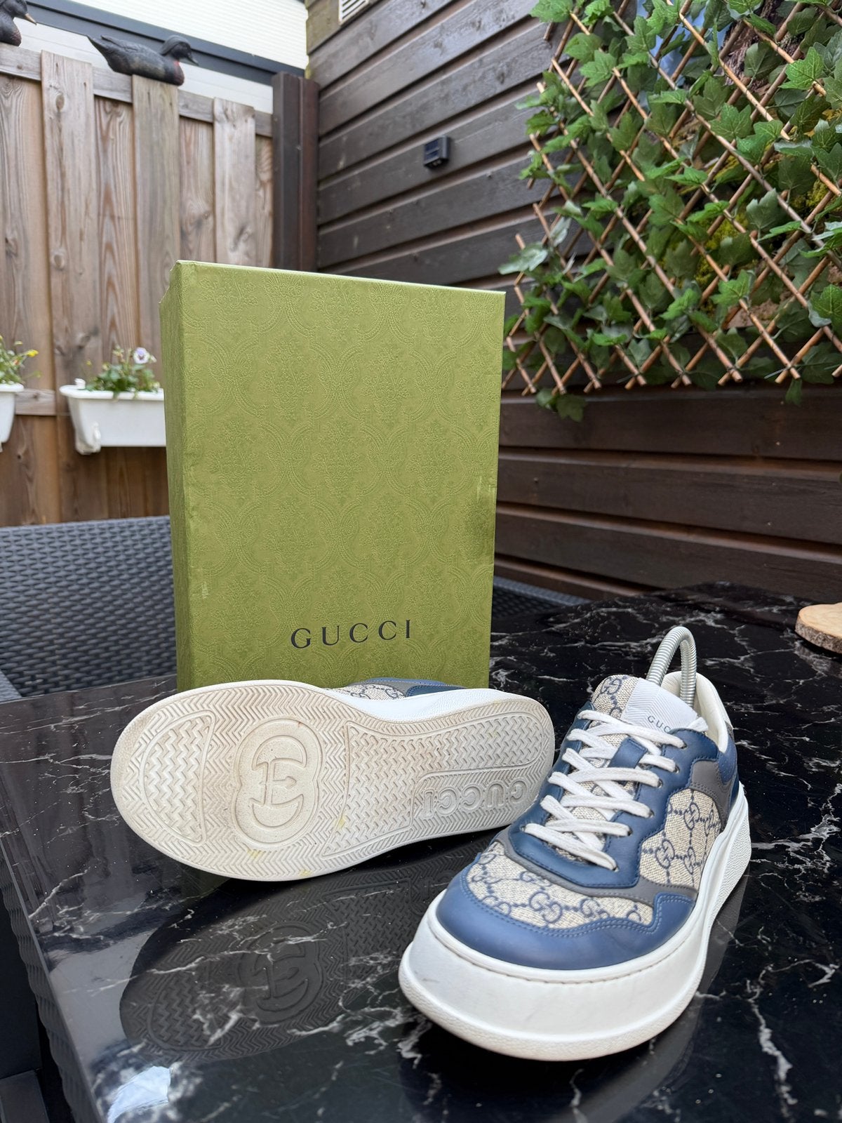 Gucci chunky sneakers met GG maat 40.5 aankoopbon aanwezig, Ophalen, Blauw, Sneakers of Gympen, Zo goed als nieuw