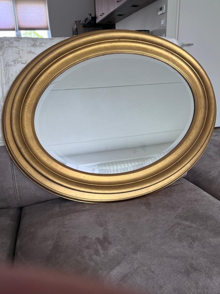 Ovale spiegel met gouden lijst - Klassiek design, Ophalen, Ovaal, 50 tot 100 cm, Minder dan 100 cm