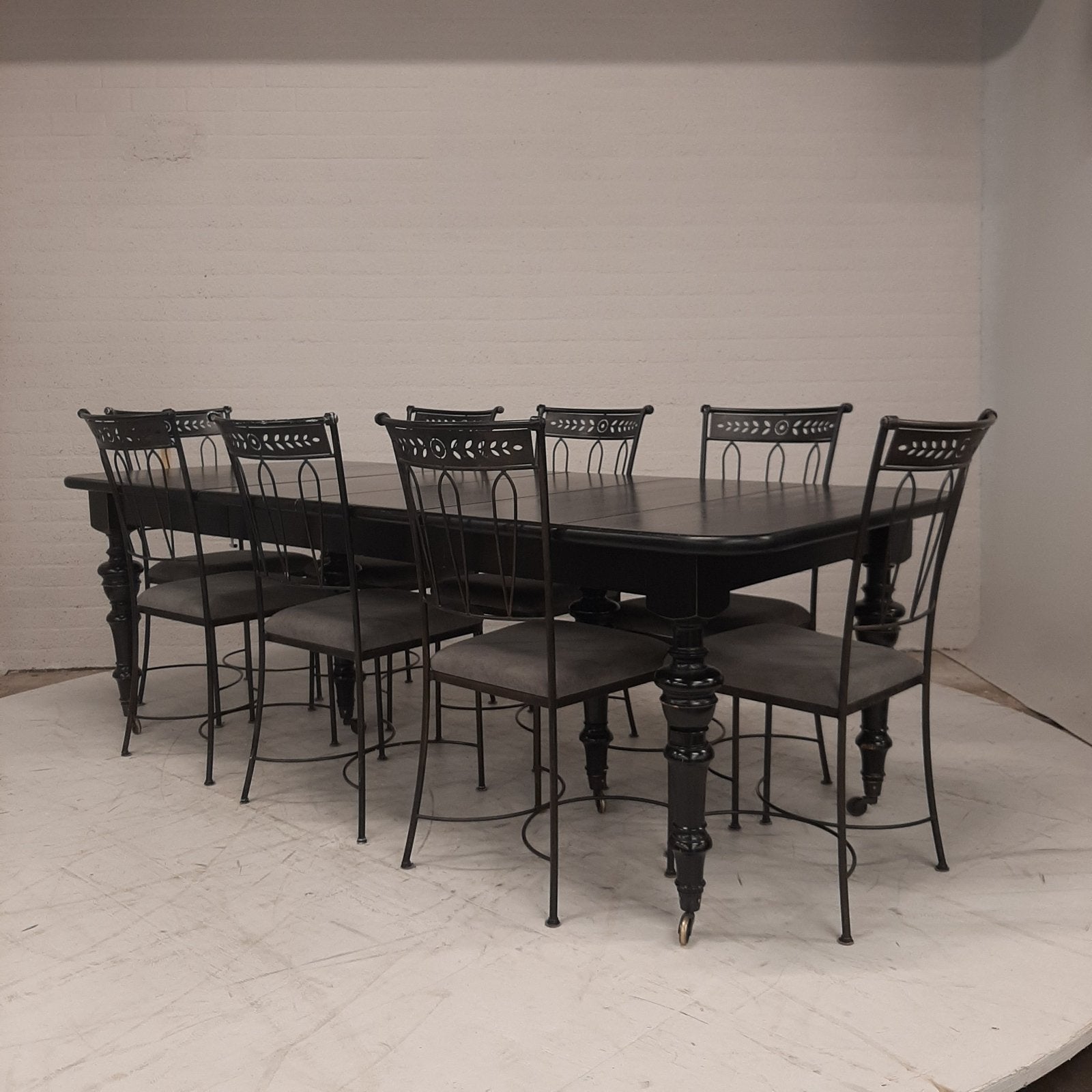 Grote brocante set! Eettafel & 8 Hobel Nizza-CH-163 stoelen, Antiek en Kunst, Ophalen