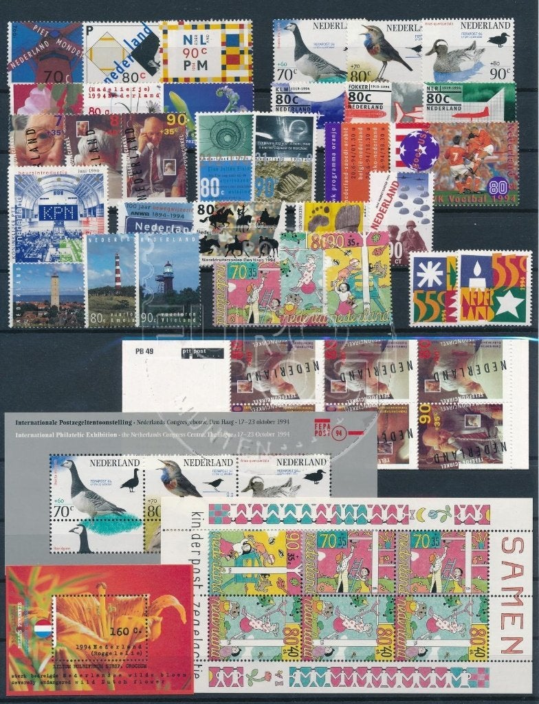 Jaarcollectie Postzegels 1994 Nederland uitgave van PTT Post, Ophalen, Postfris