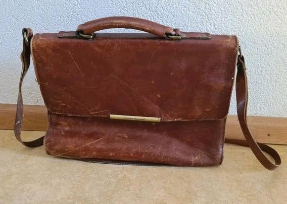 Leren Schoudertas Chestnut Collection met ritsvakken, Overige merken, Gebruikt, Bruin, Ophalen of Verzenden