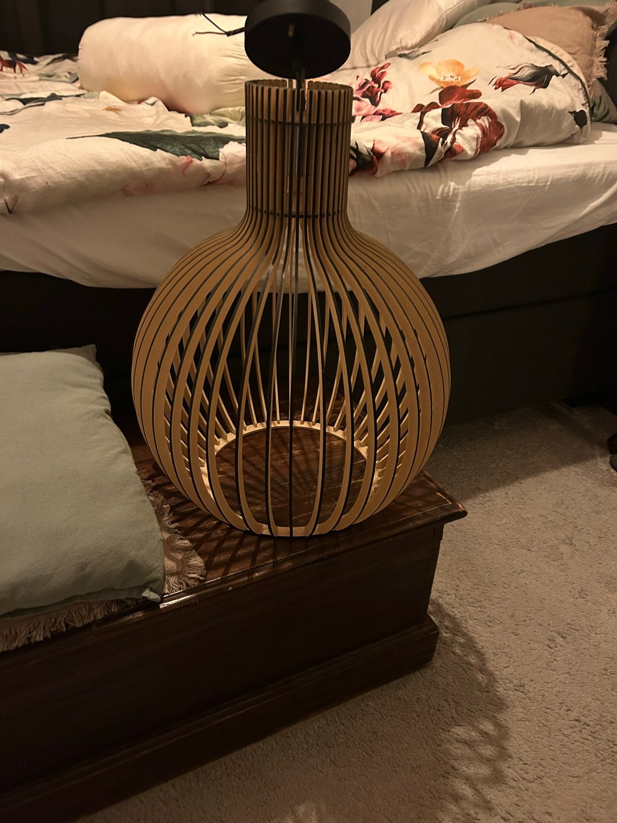 Houten design hanglamp - immitatie sect octo, Huis en Inrichting, Lampen | Hanglampen, Ophalen, Zo goed als nieuw