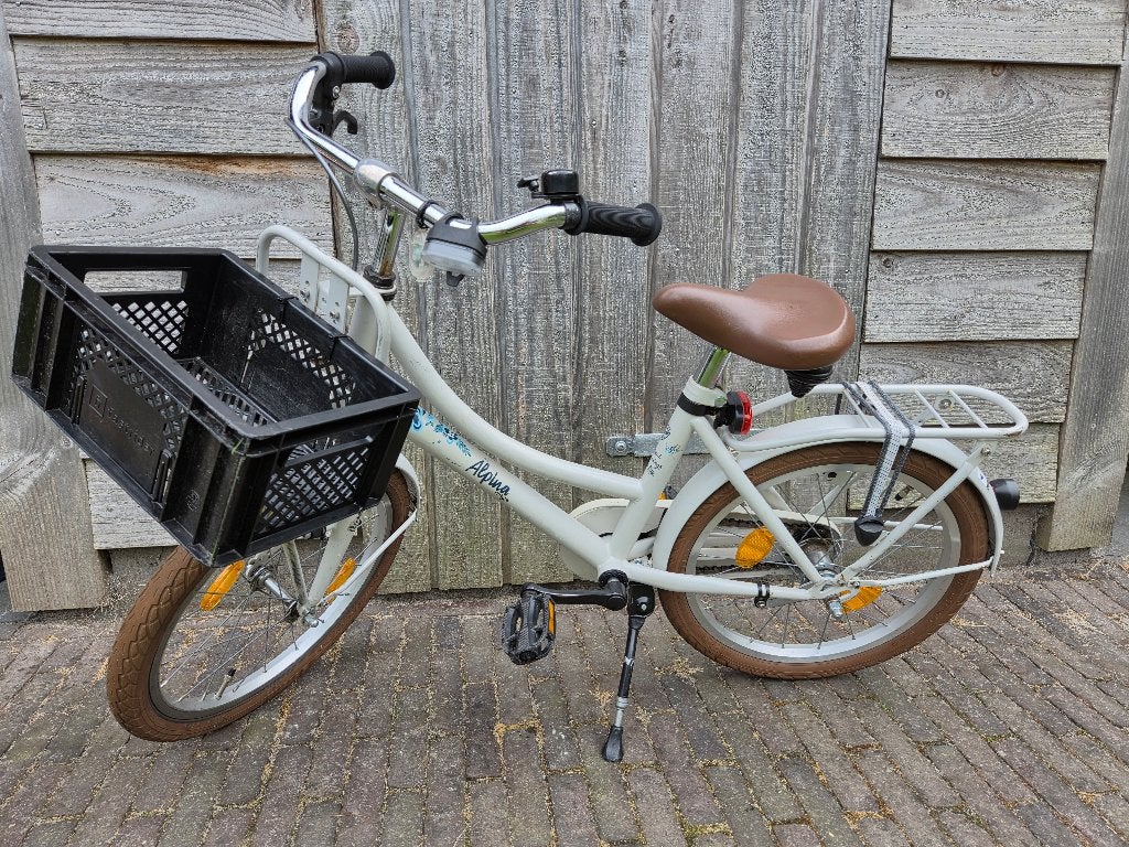 Alpina Cargo meisjesfiets 18 inch, crème wit, met voordrager, Fietsen en Brommers, Fietsen | Meisjes, Ophalen, Terugtraprem, Gebruikt