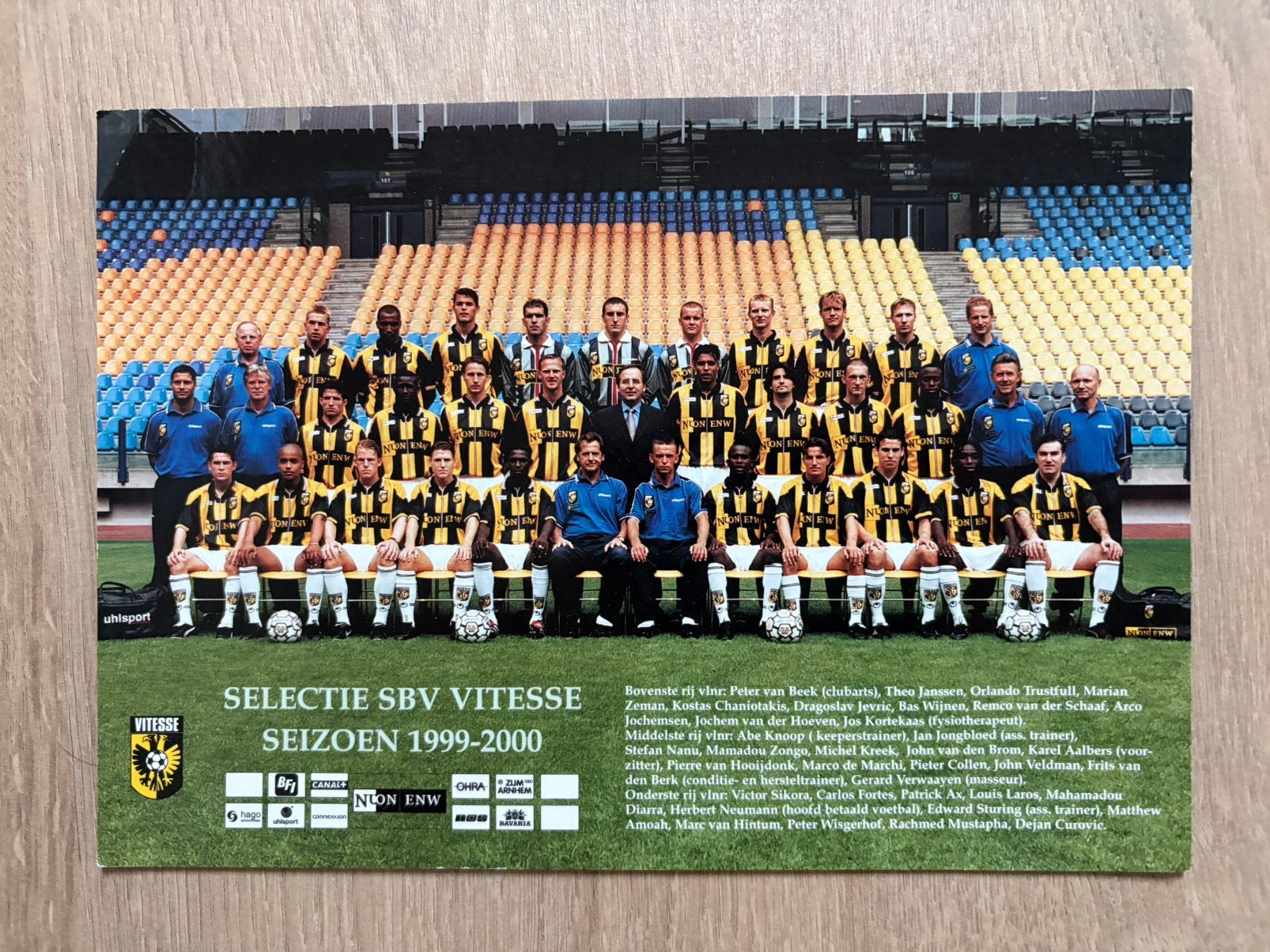Elftalfotokaart Vitesse 1999-2000 A5 formaat., Ophalen of Verzenden, Nieuw, Vitesse, Spelerskaart