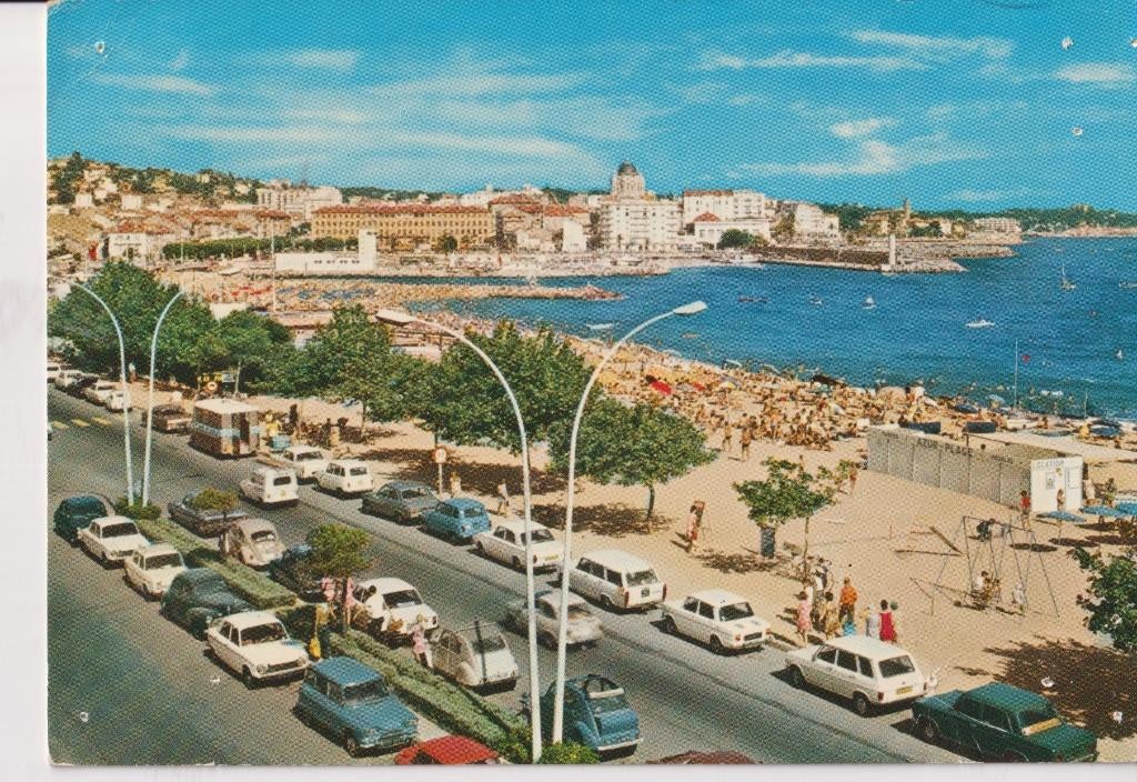 Frankrijk, Frejus met auto's, Citroen 2CV Malles Bombees, Ophalen of Verzenden, 1960 tot 1980, Gelopen, Frankrijk