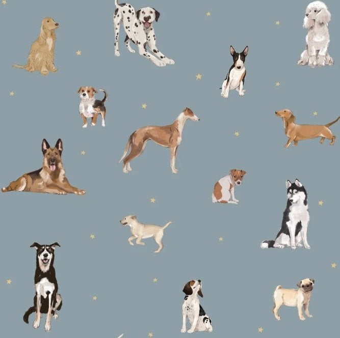 Kinderbehang Honden Blauw Dekornik, Polskiego Czerwonego Krzyża 21/22, 41-260 Sławków, Nieuw, DEKORNIK LIMITED LIABILITY COMPANY